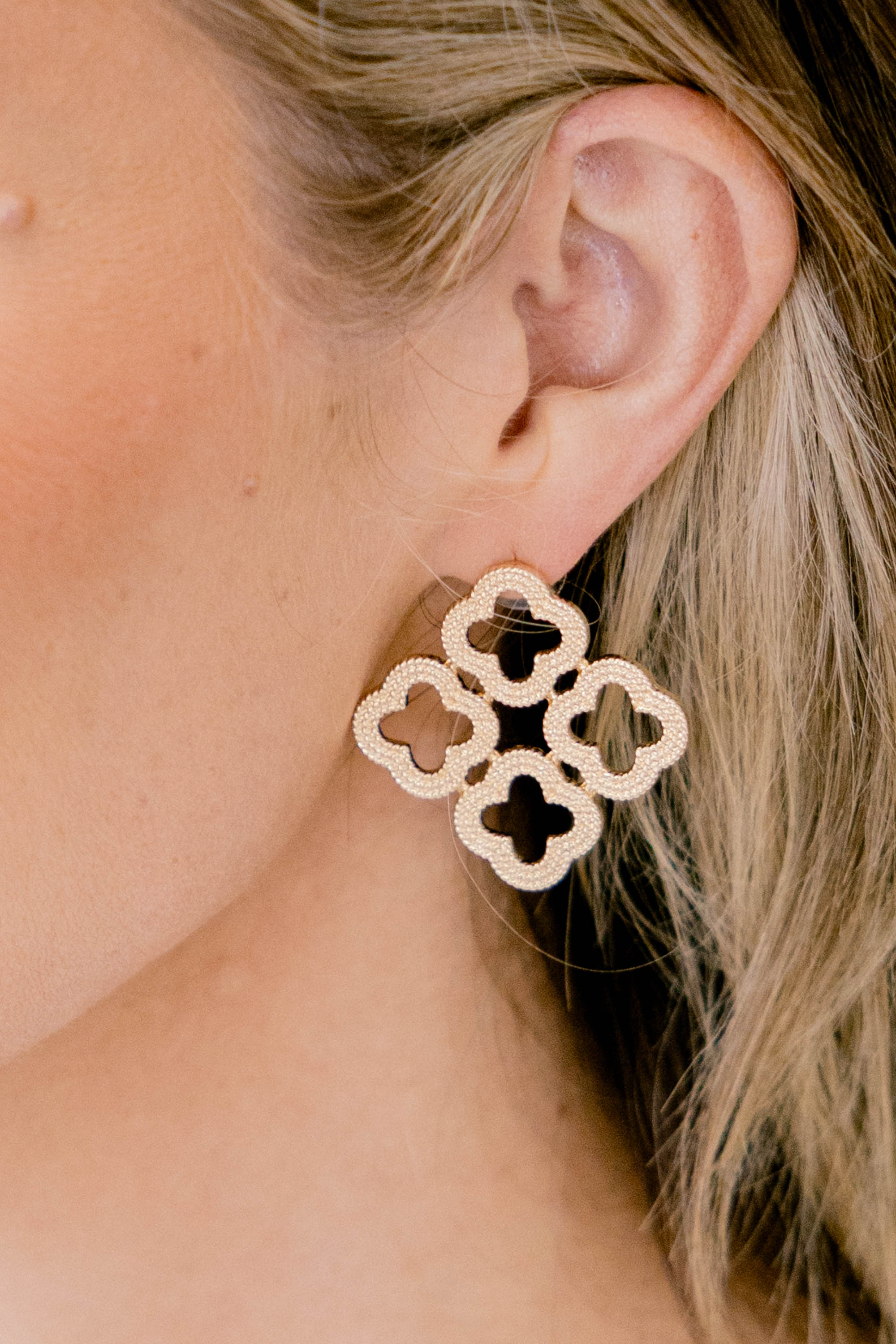 Secrets Kept Earrings, Gold - Weilaico