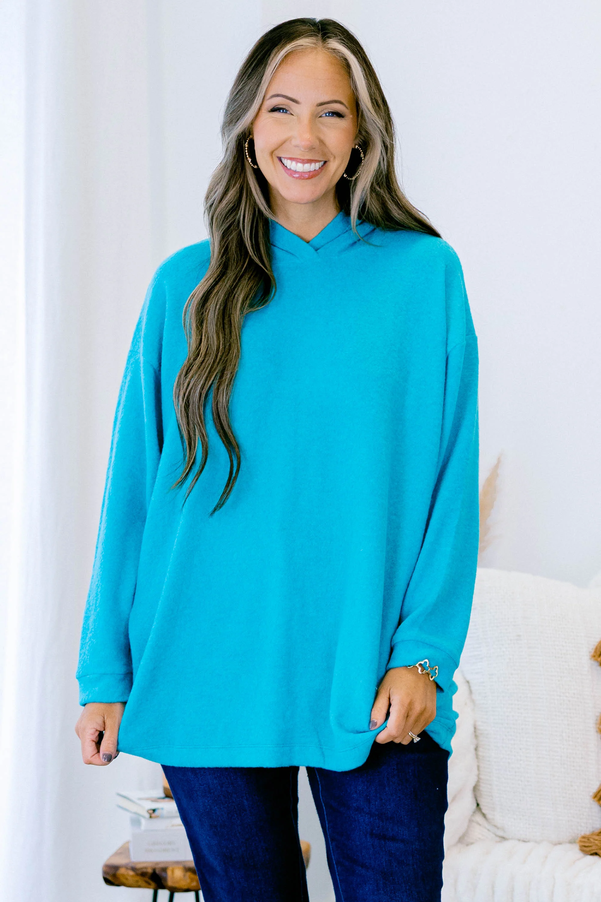 I Am On The Go Top, Light Teal - Weilaico