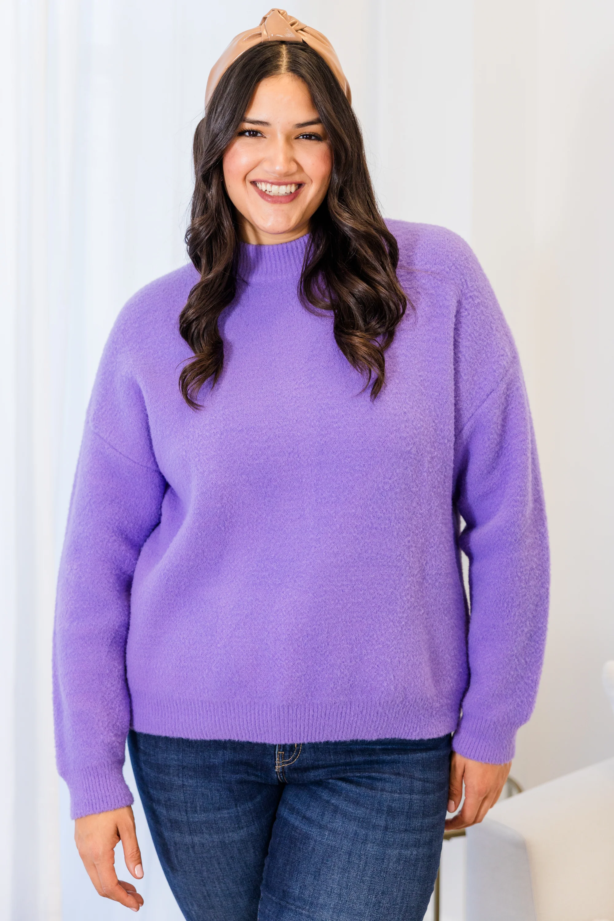 Hug Me Sweater, Lavender - Weilaico
