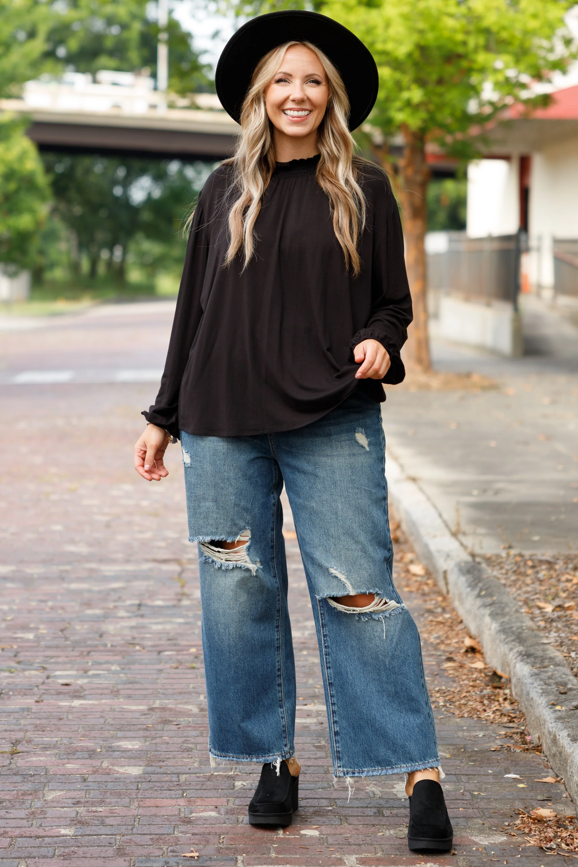 Laughter Is The Best Medicine Jeans, Dark Wash - Weilaico