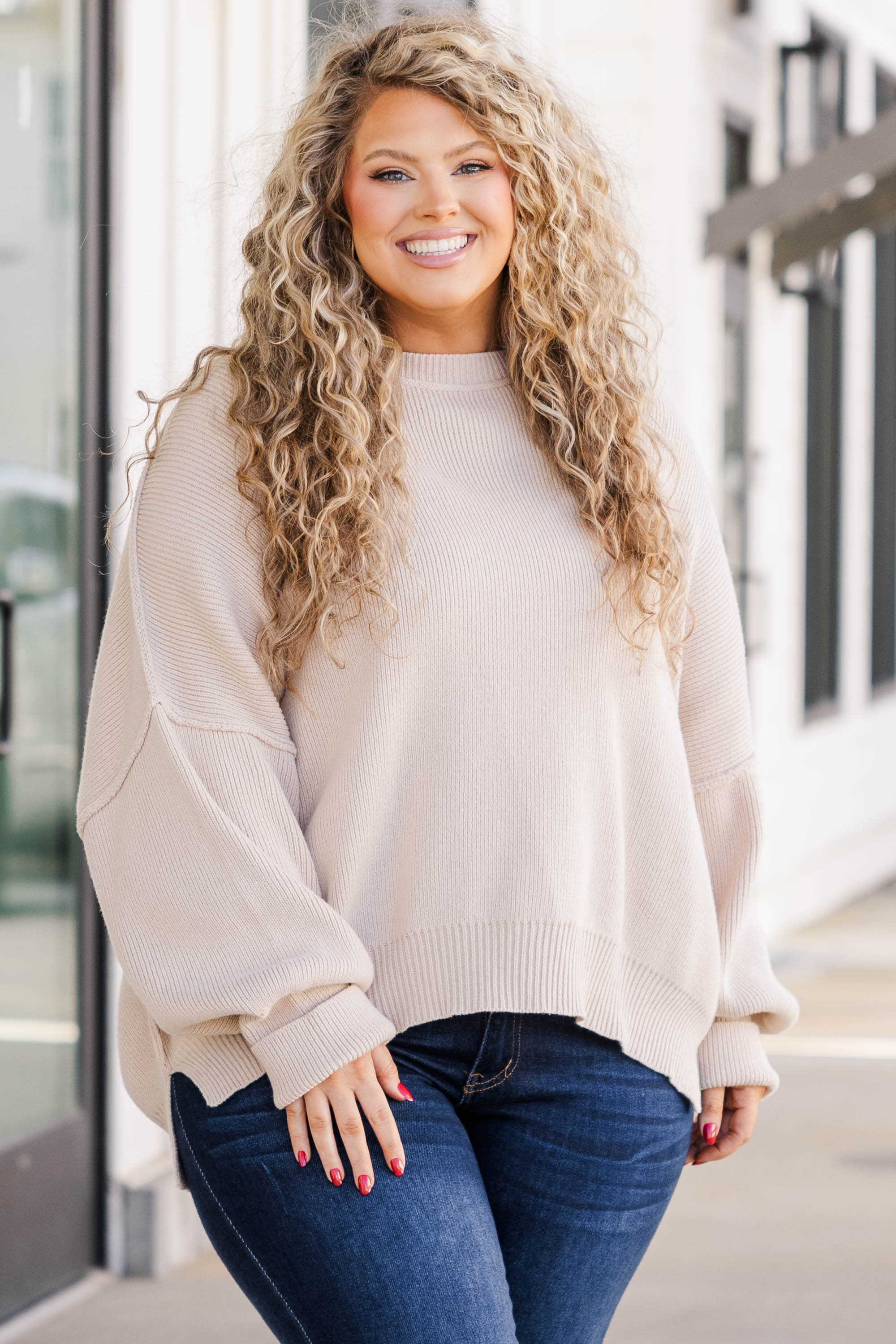 Magically Perfect Sweater, Taupe - Weilaico