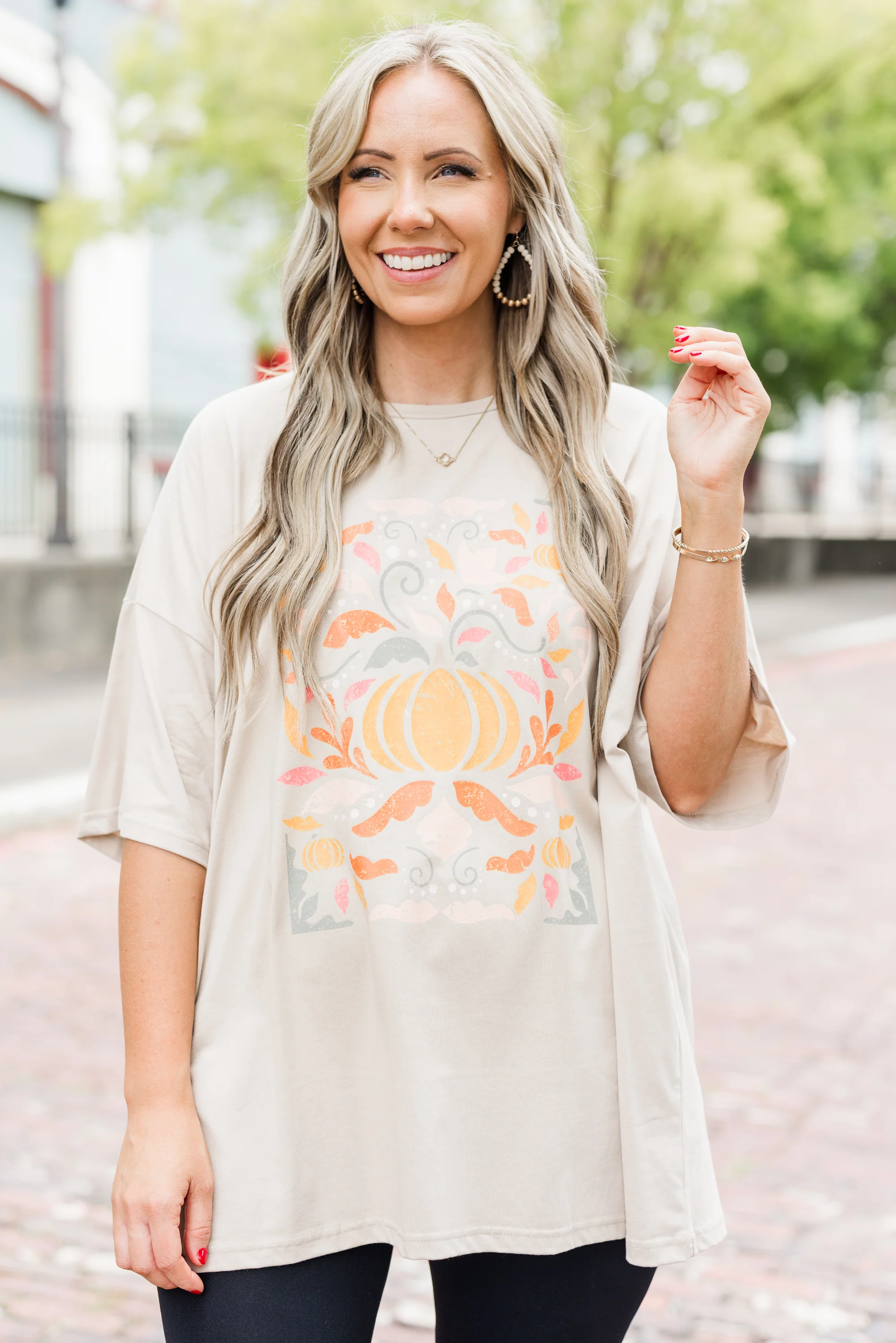 Colors Of Fall Boyfriend Tee, Light Mocha - Weilaico