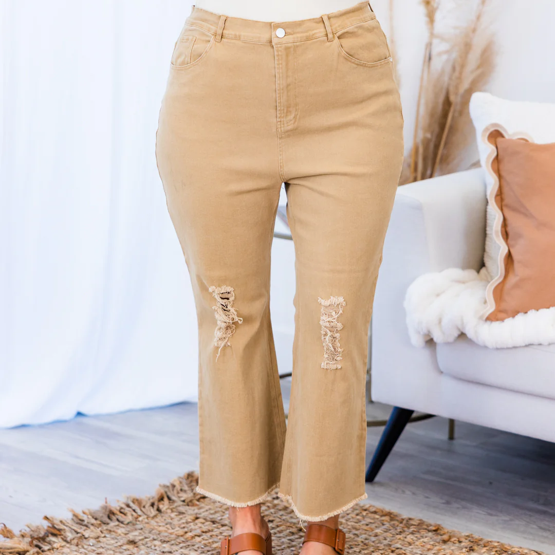 Buttercup Flare Jeans, Brown - Weilaico