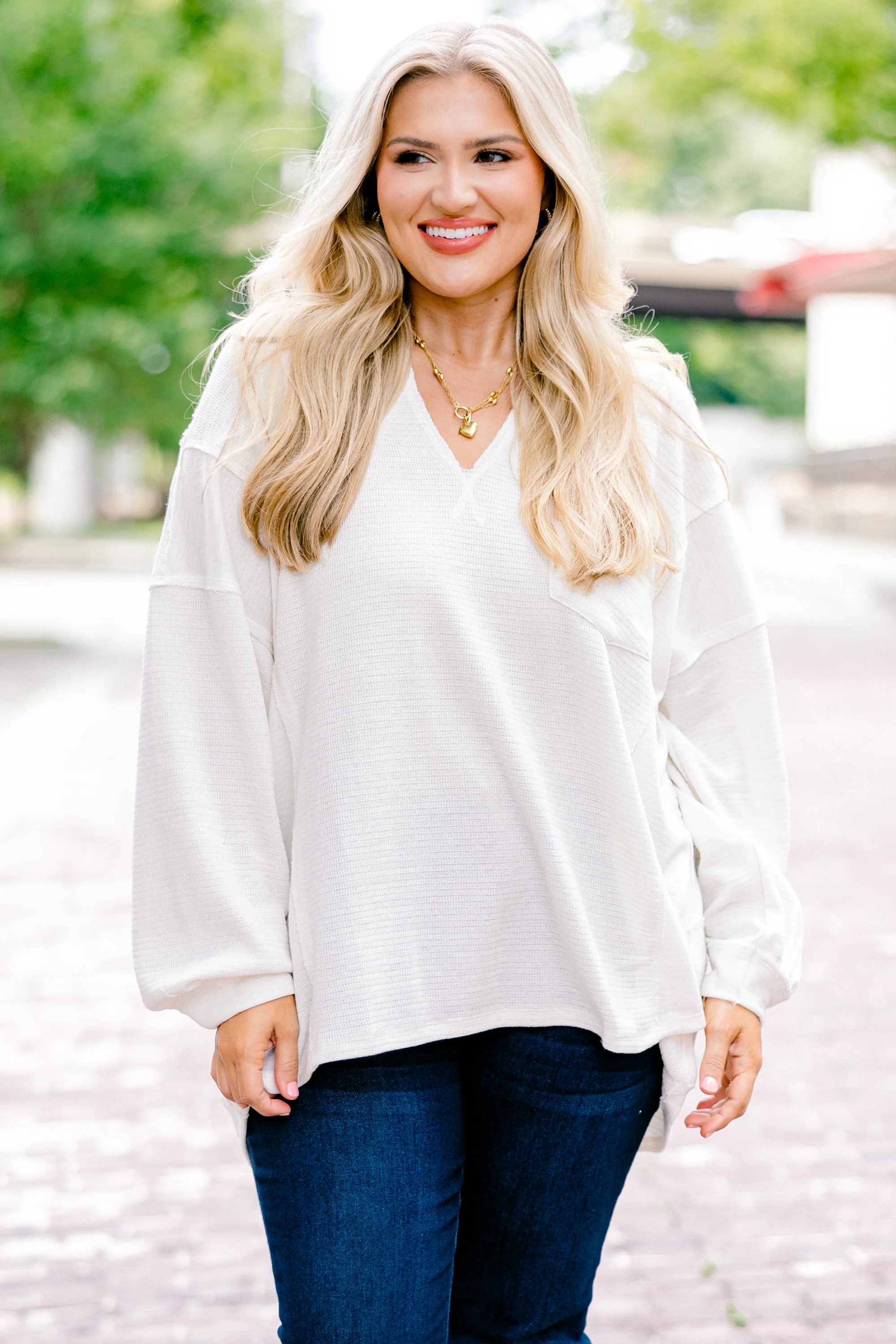 Coffee Dates Top, Oatmeal - Weilaico