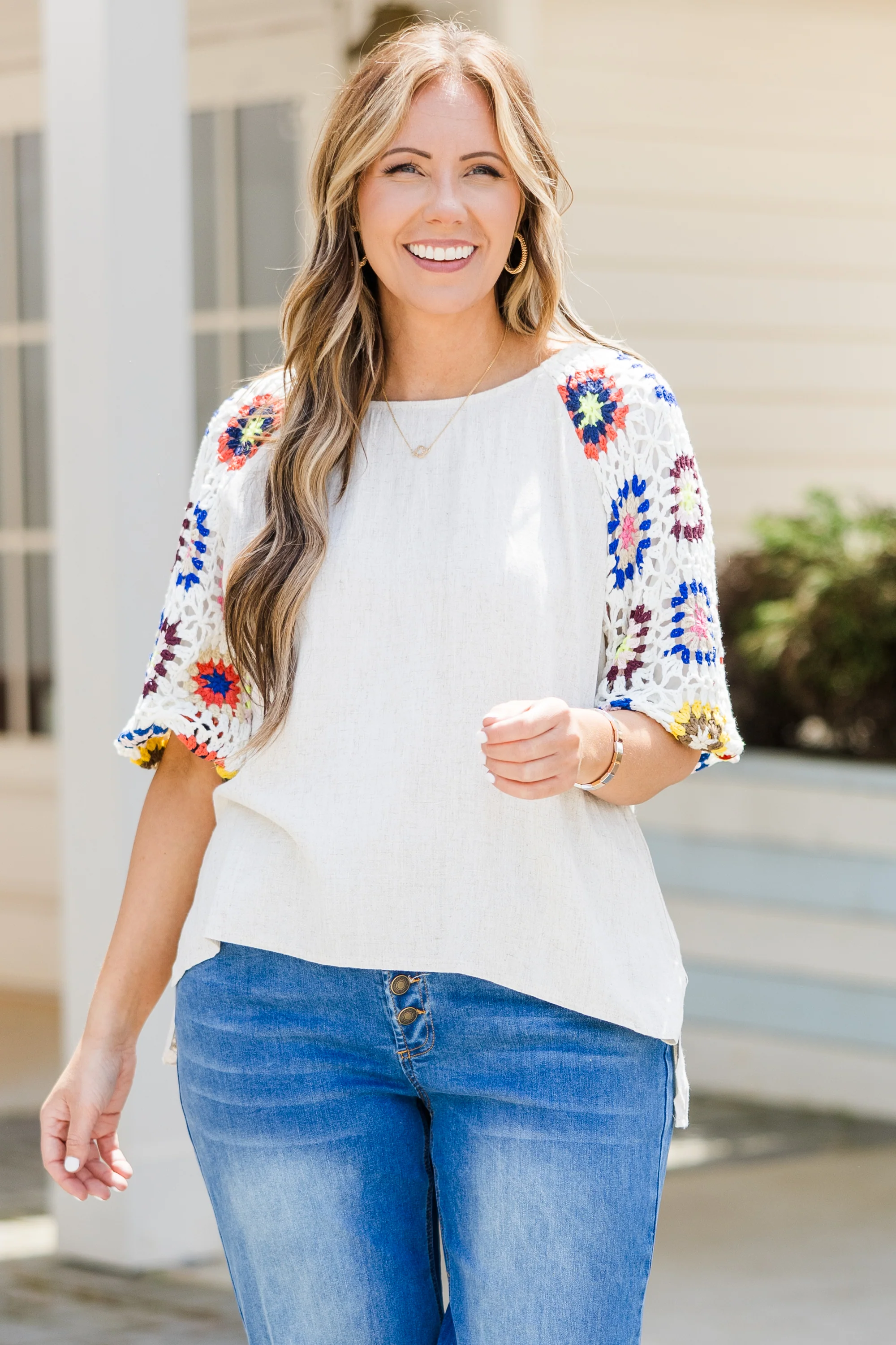 Peace Is All Mine Top, Oatmeal - Weilaico