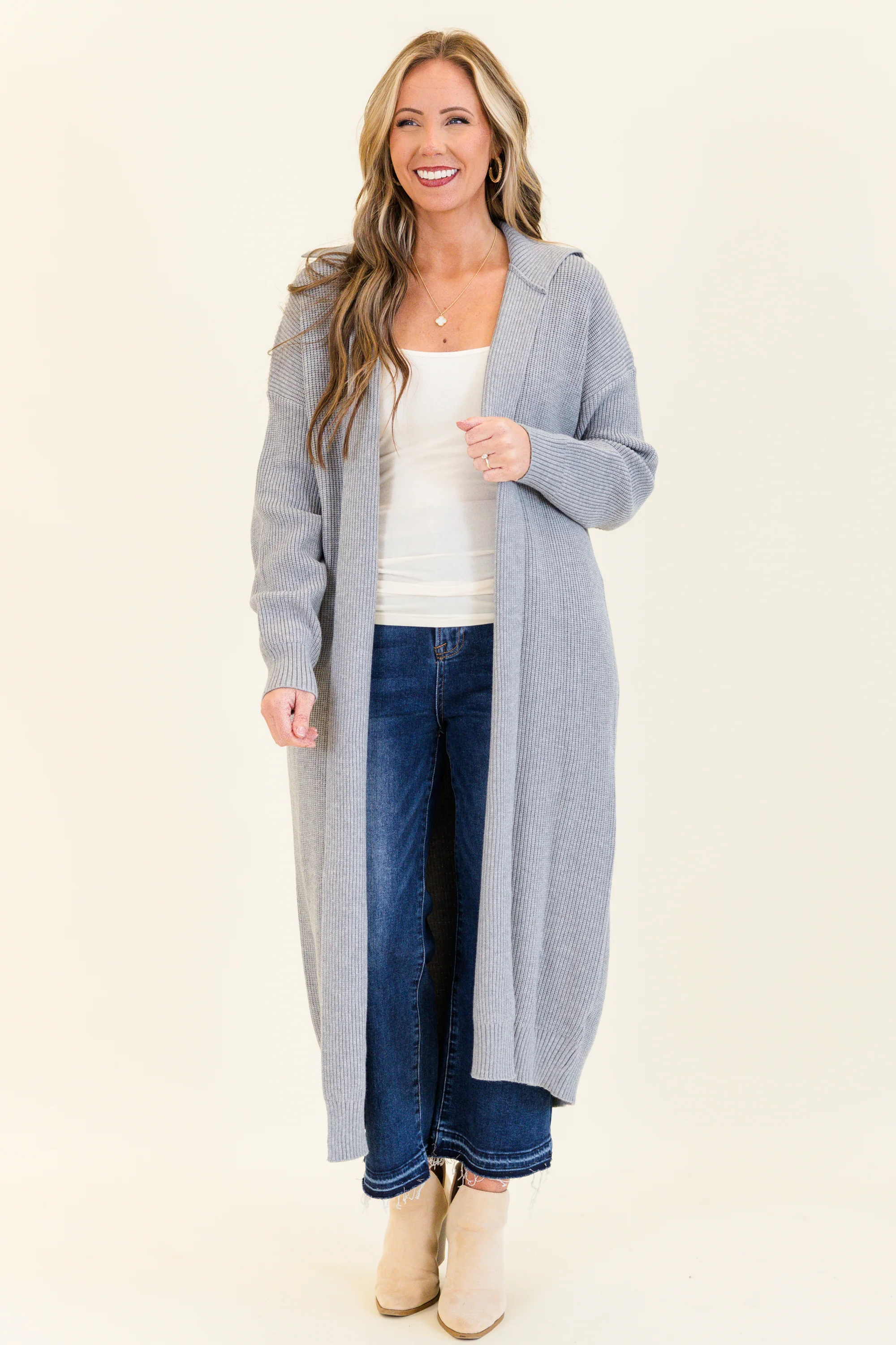 Maple Leaf Cardigan, Gray - Weilaico