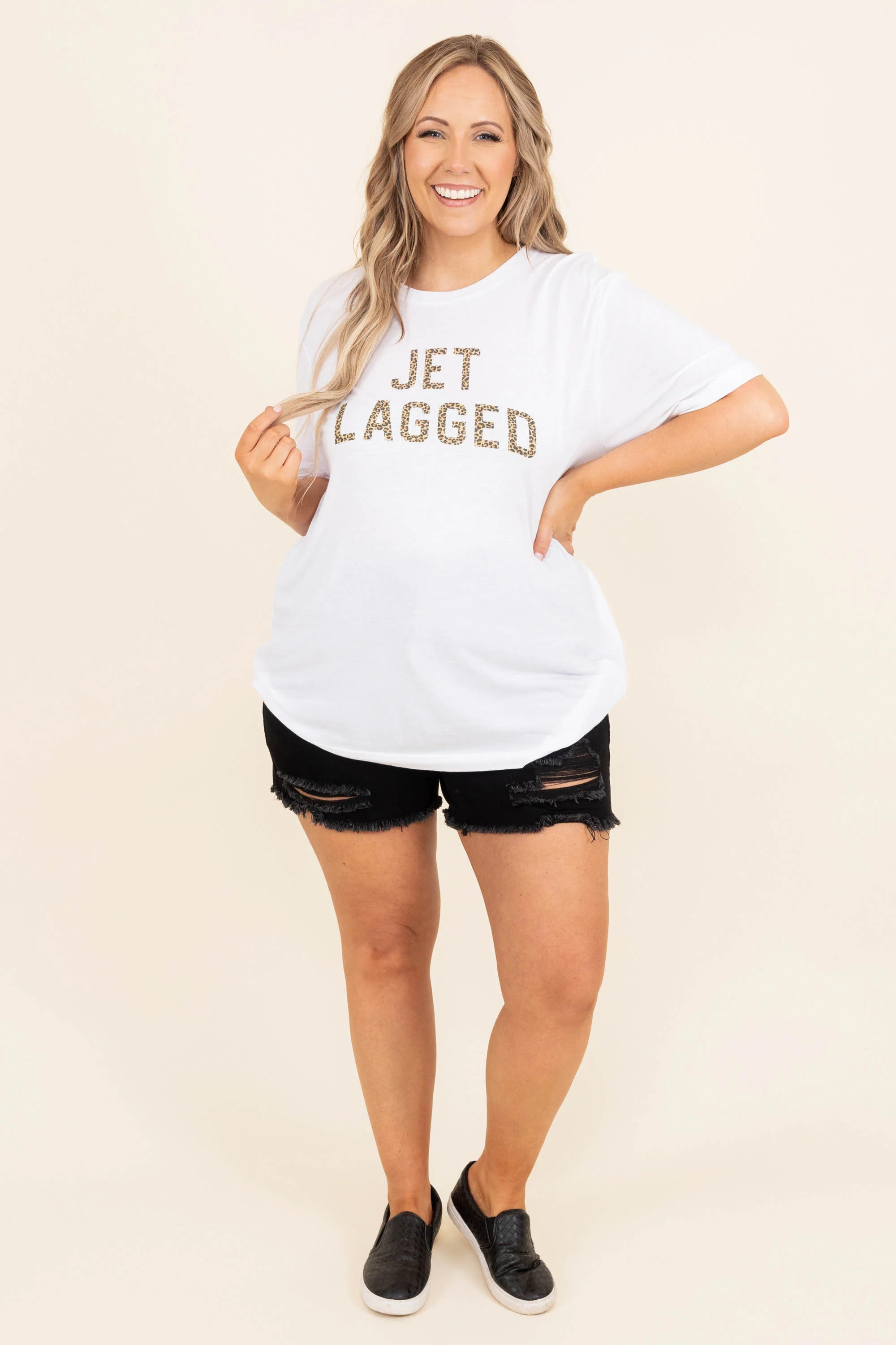 Feeling Jet Lagged Tee, White - Weilaico