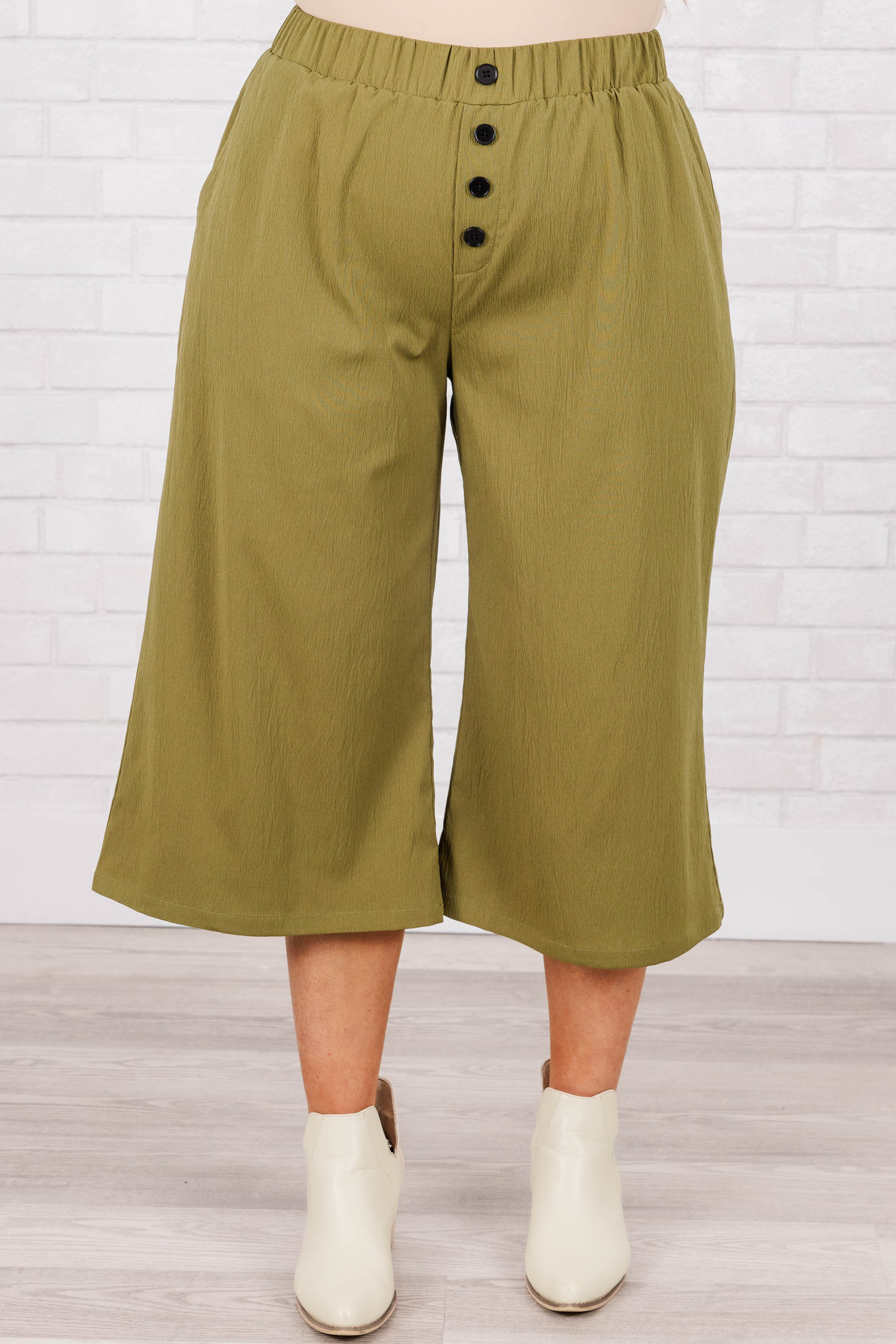 Buttons and Bells Pants, Olive - Weilaico