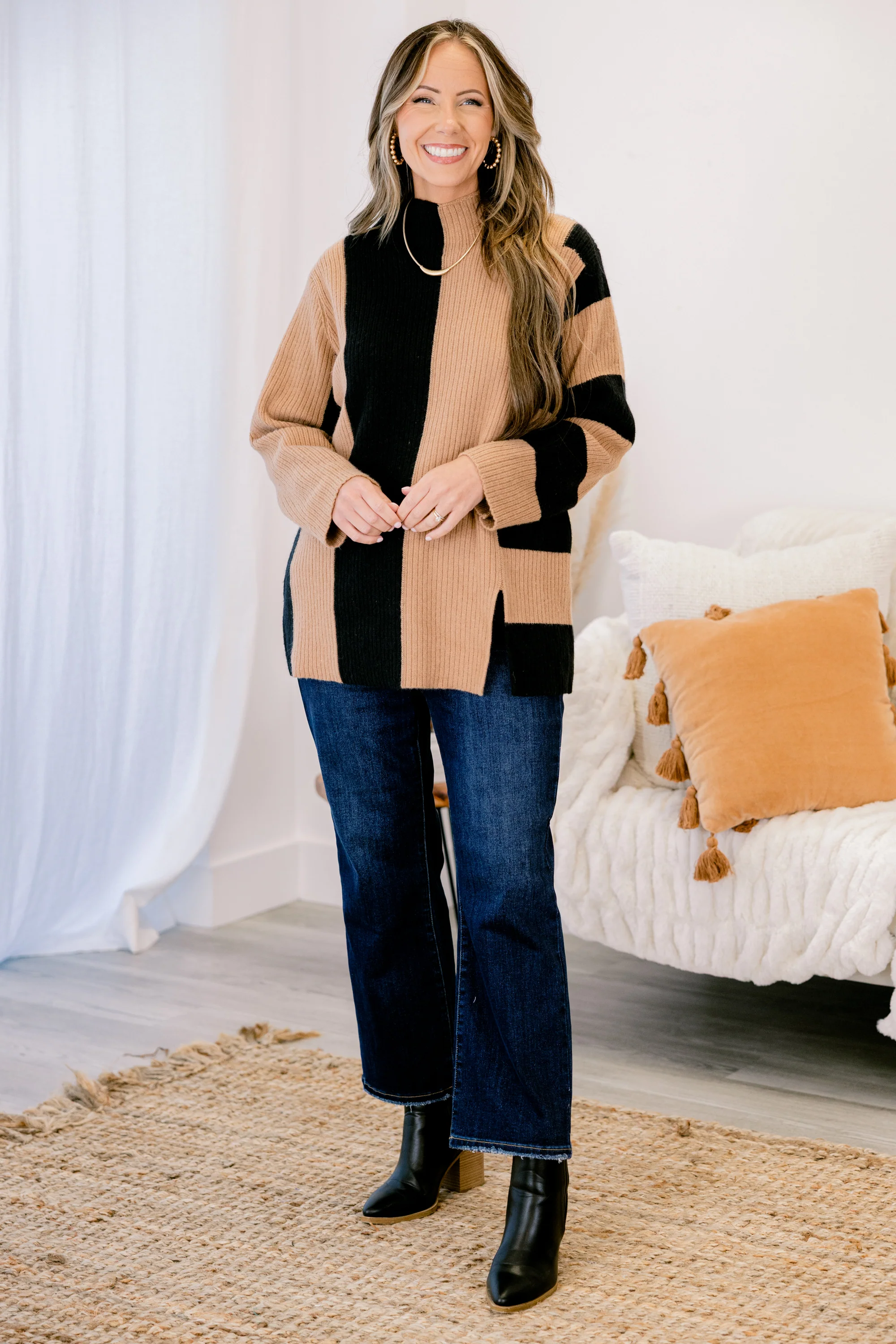 Joyful Sweater, Black/Mocha - Weilaico