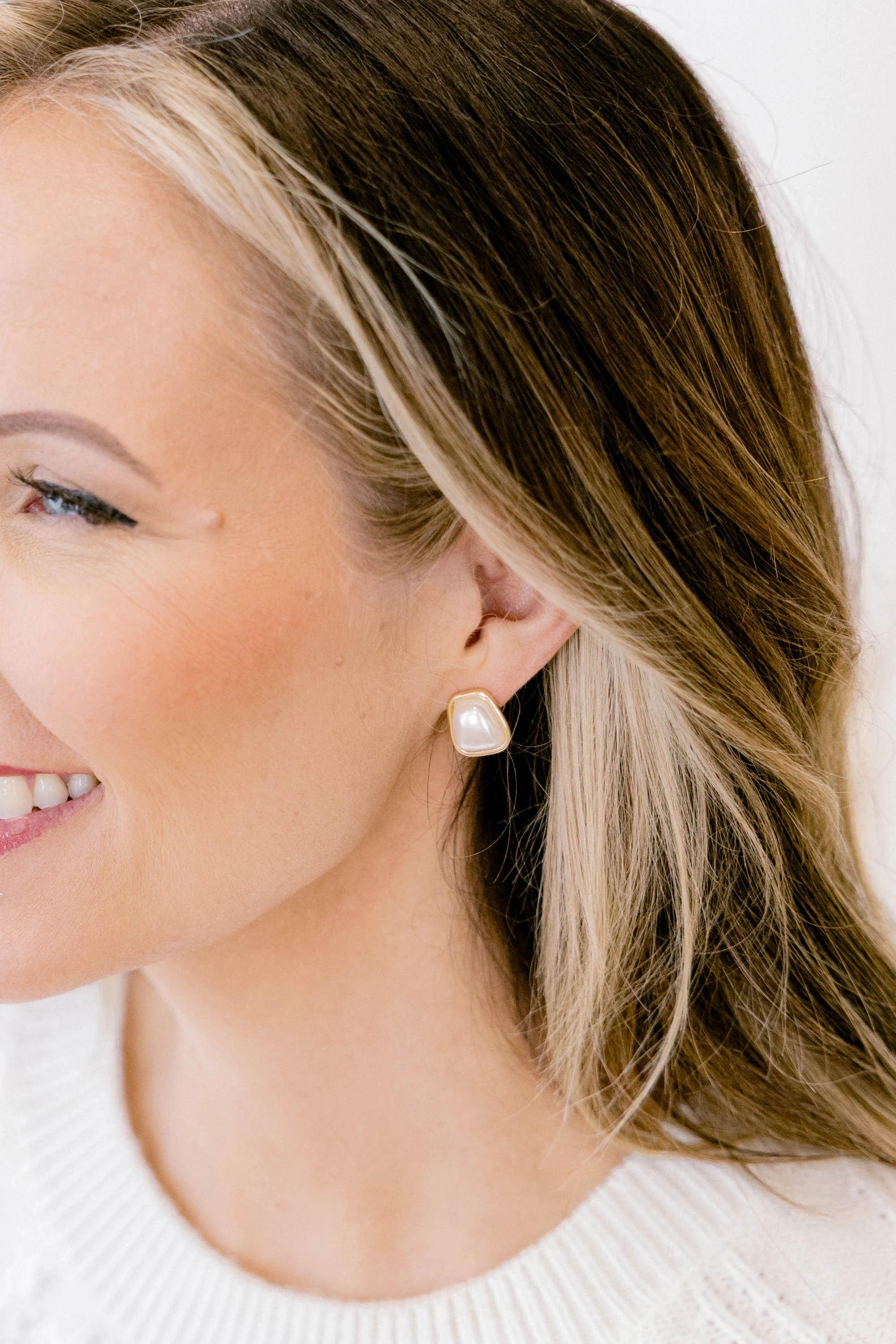 Mirror Moment Earrings, Gold - Weilaico