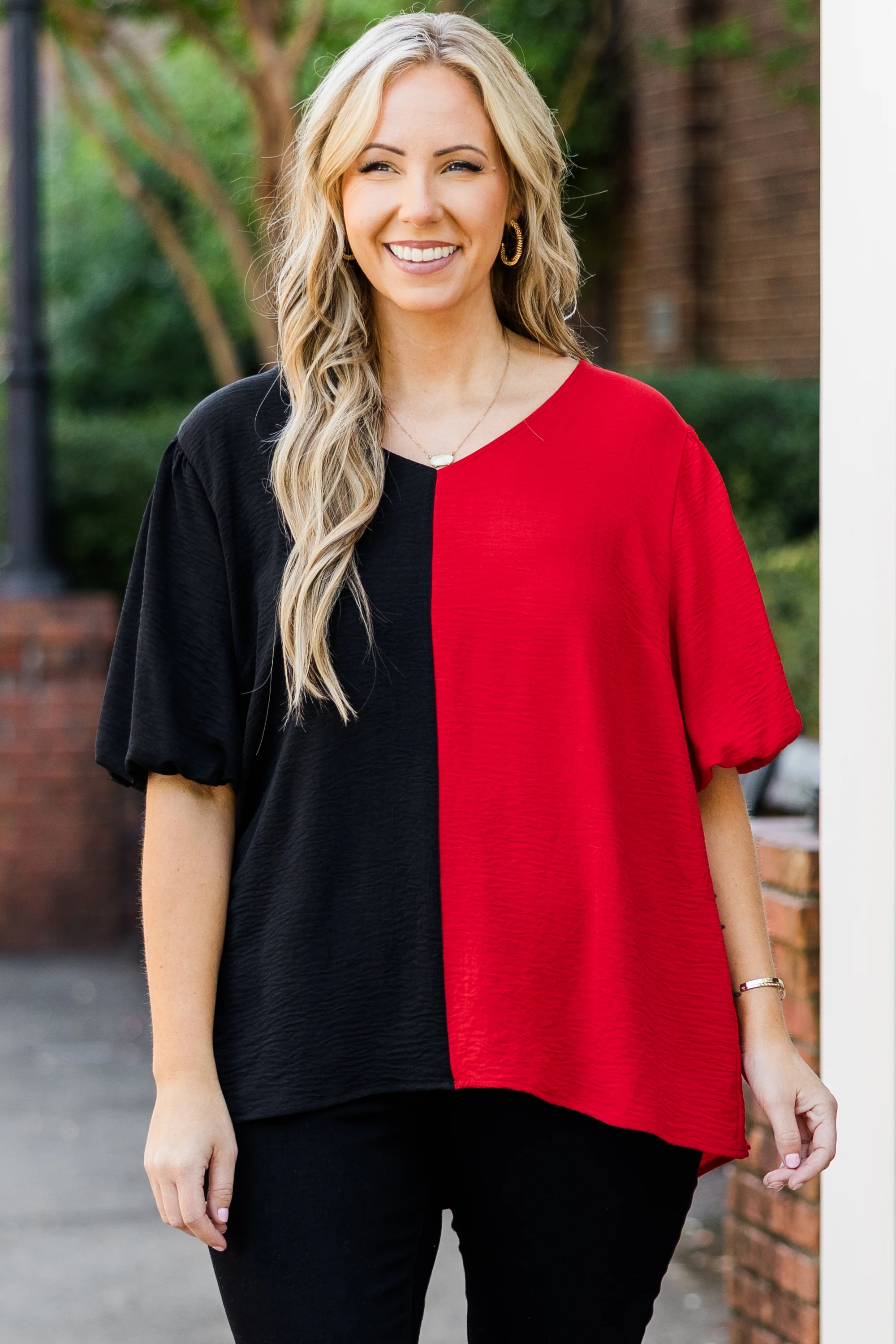 Sideline Sweetheart Top, Black-Red - Weilaico