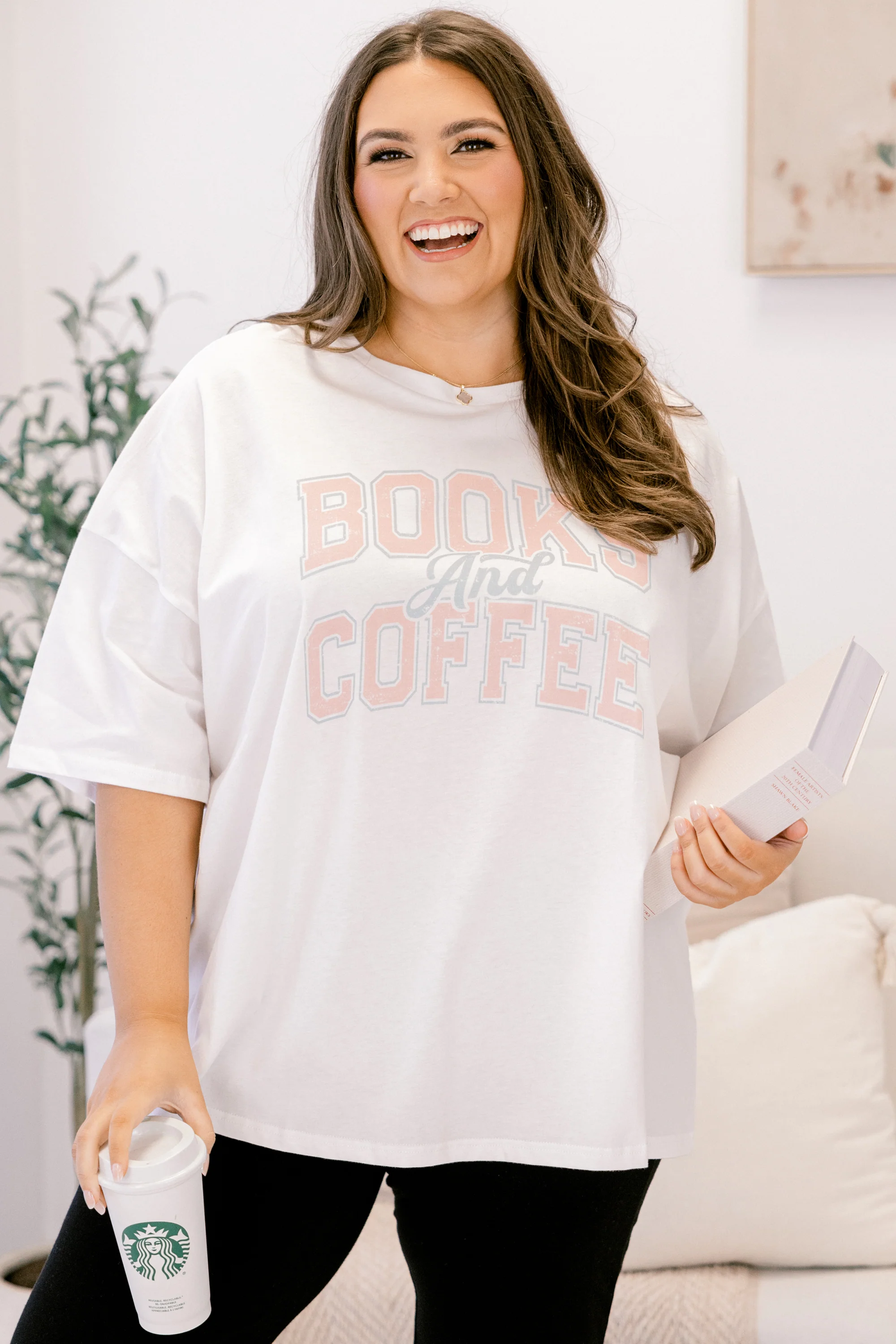 Just a Cozy Girl Imported Boyfriend Tee, White - Weilaico