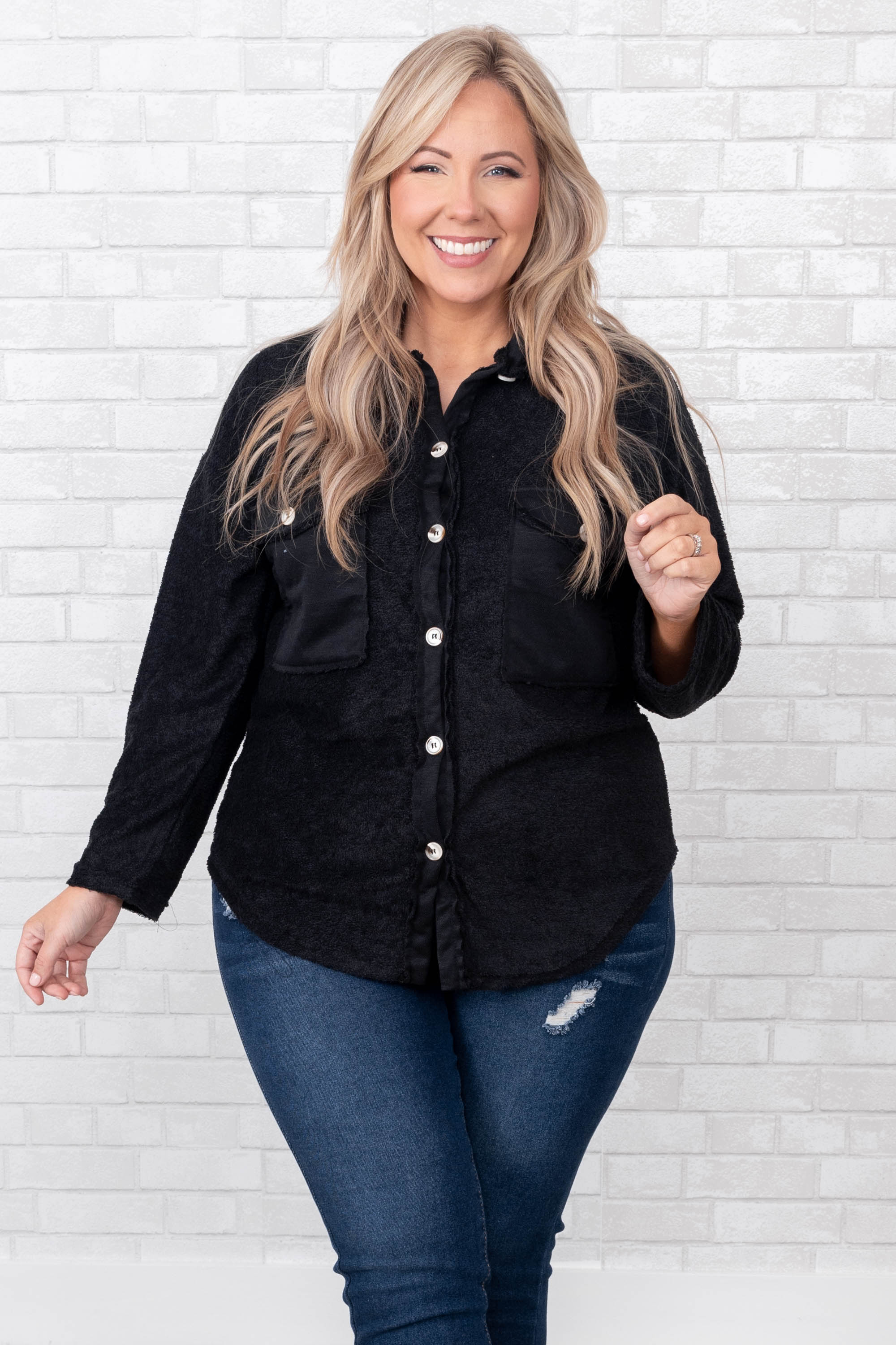 Best Of Both Worlds Shirt Jacket, Black - Weilaico
