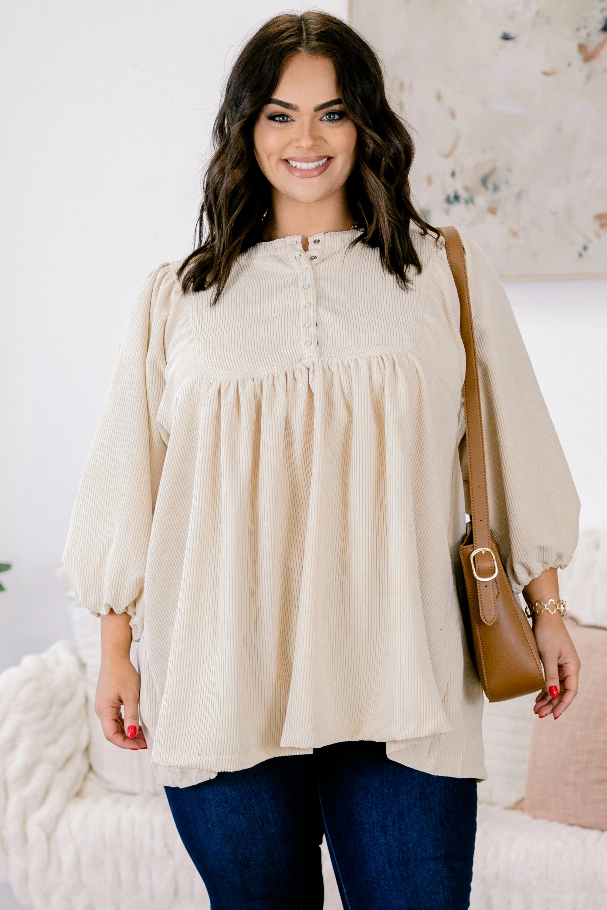 Summer Wave Tunic, Ivory - Weilaico