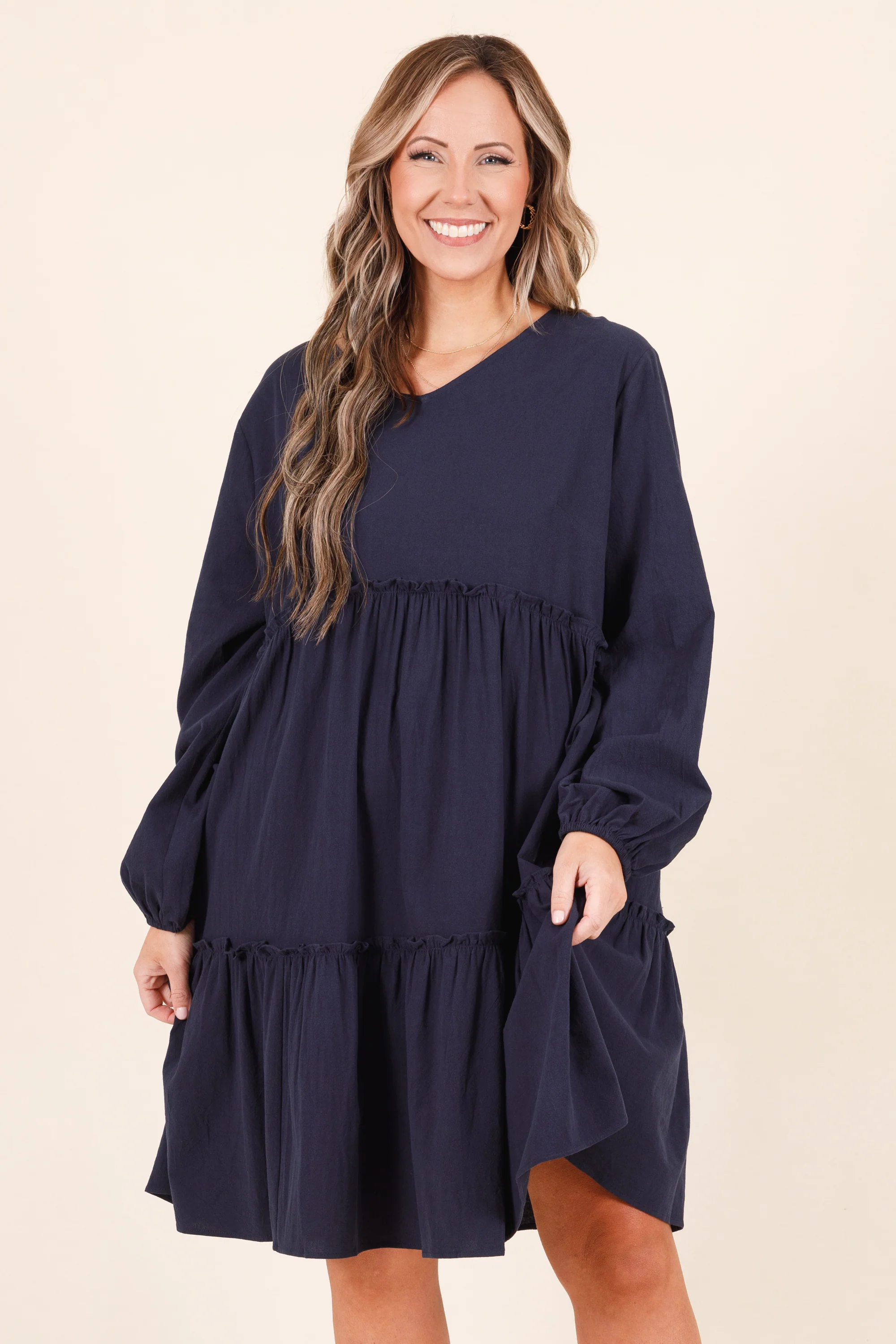 Charming Grace Dress, Navy - Weilaico