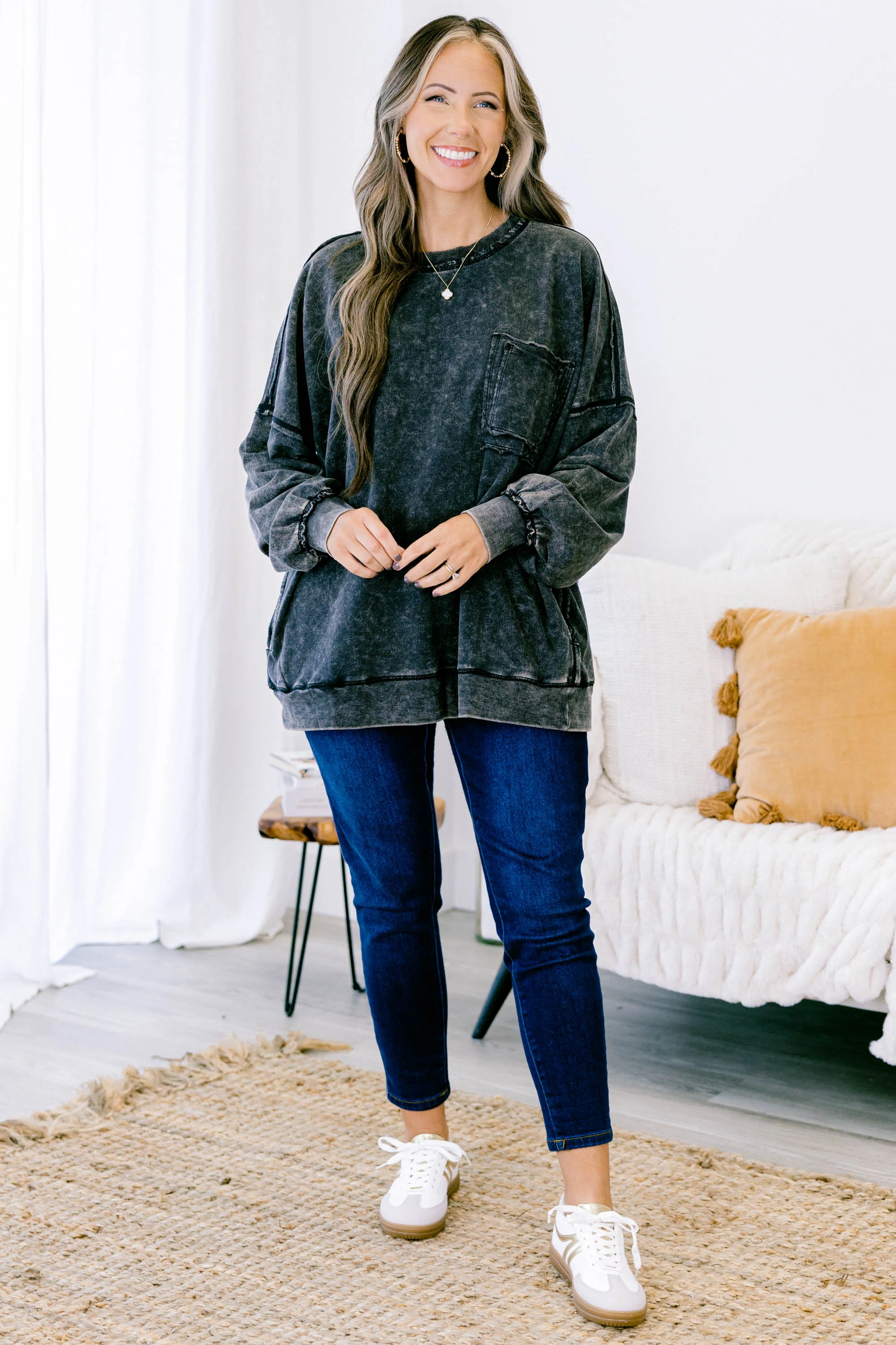 Staying Positive Top, Ash Black - Weilaico