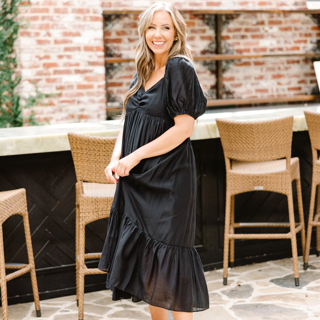 Working Your Charm Midi Dress, Black - Weilaico