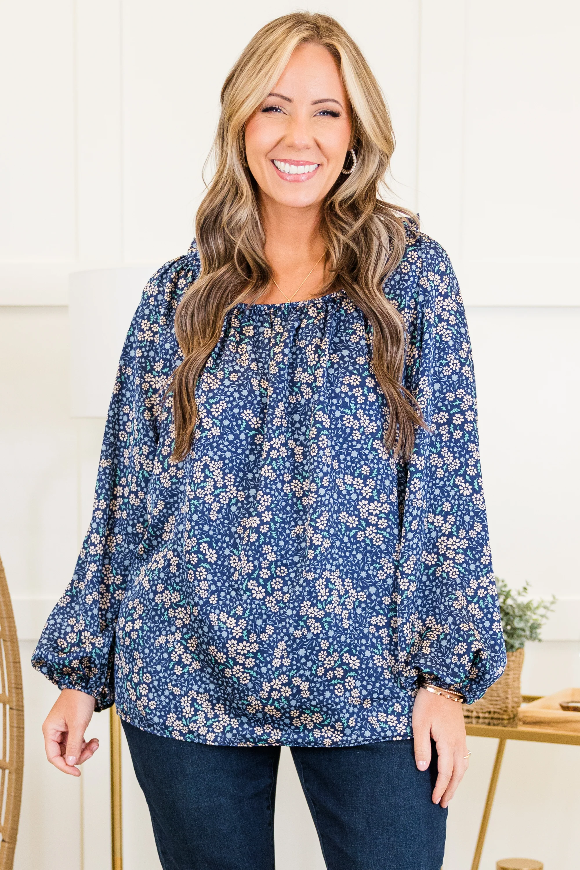 Bloom Later Top, Blue - Weilaico