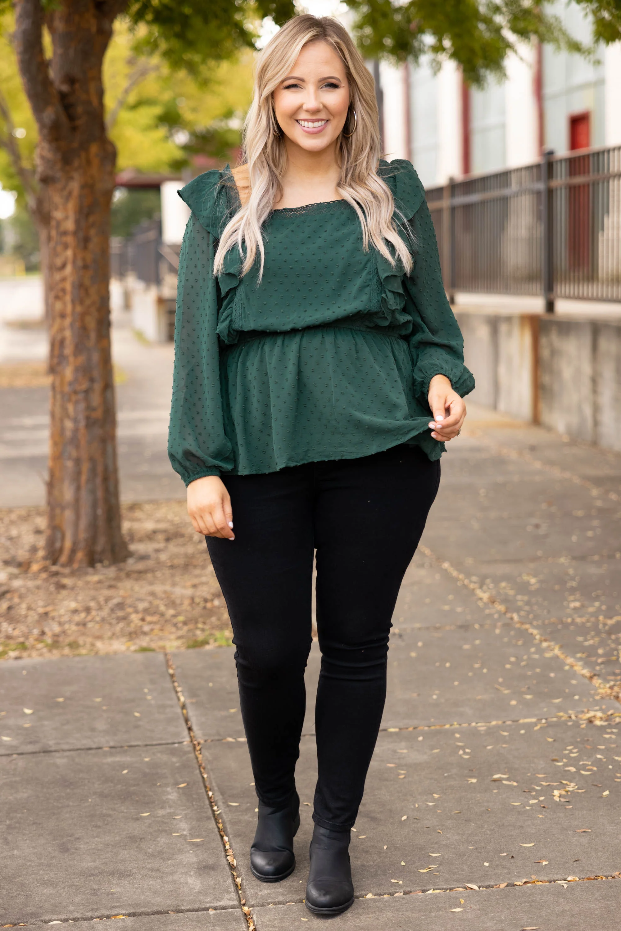 Somebody Like You Top, Hunter Green - Weilaico