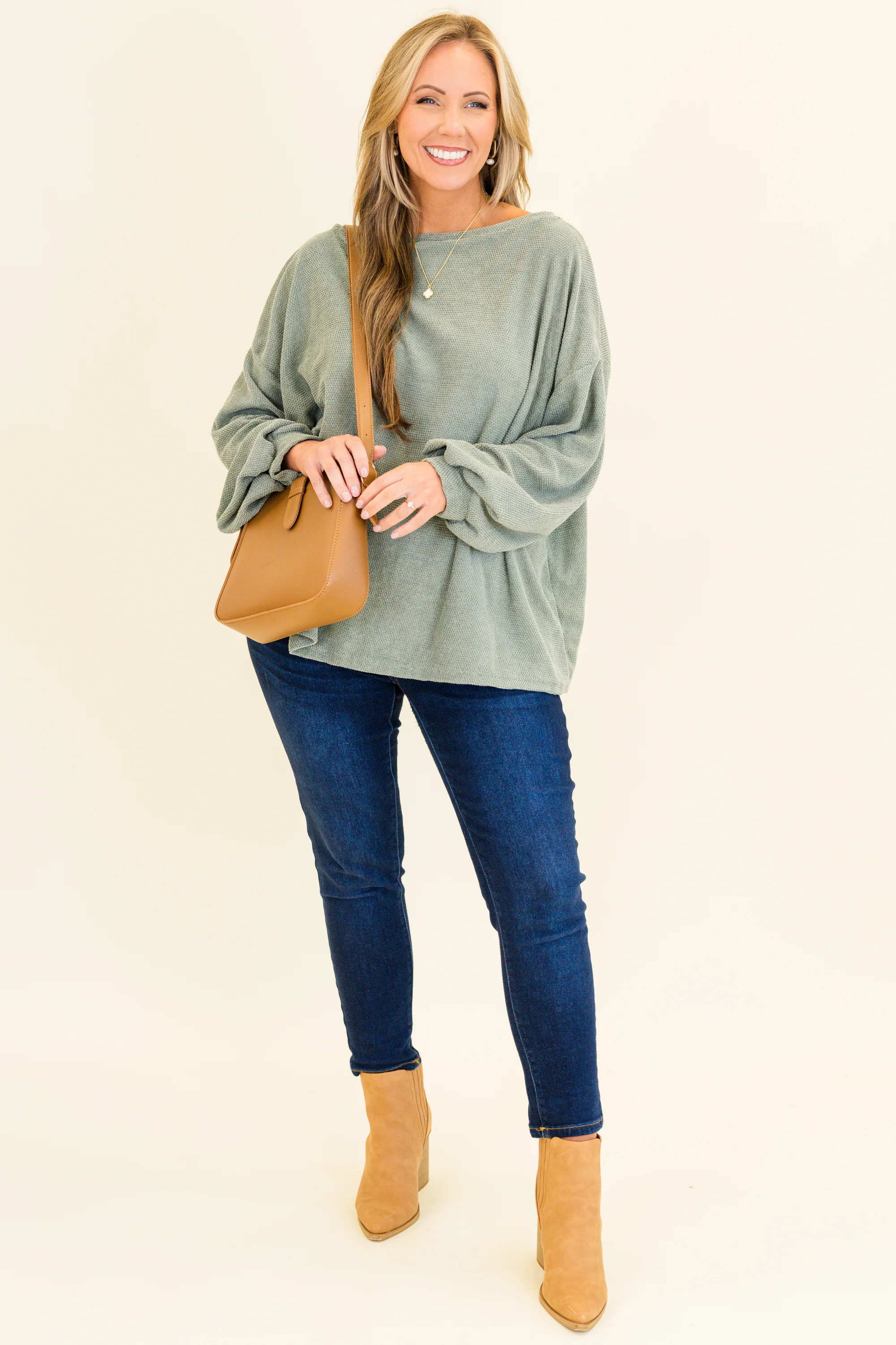 Suave Sweetheart Top, Sage - Weilaico