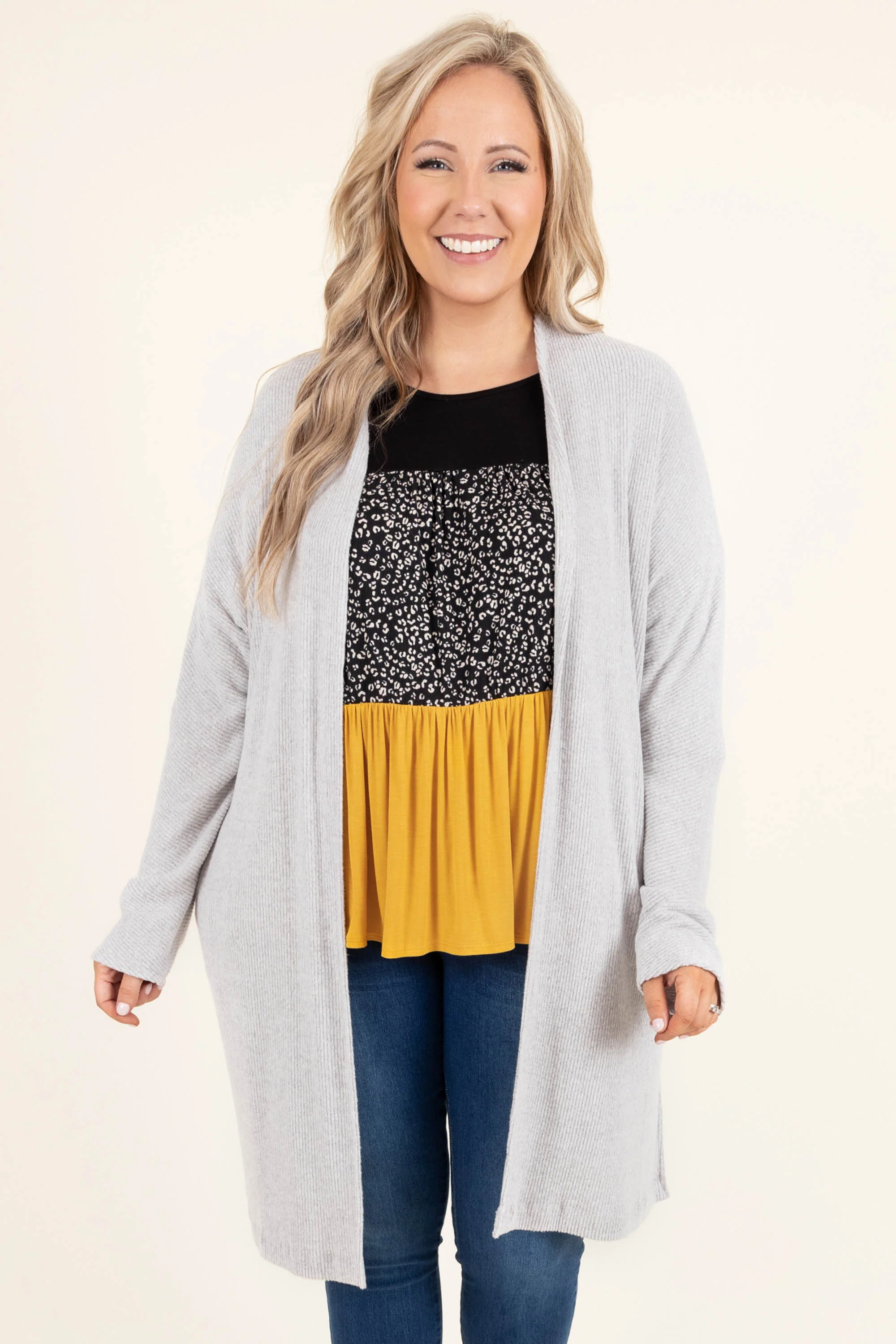 Ask For Anything Cardigan, Heather Grey - Weilaico
