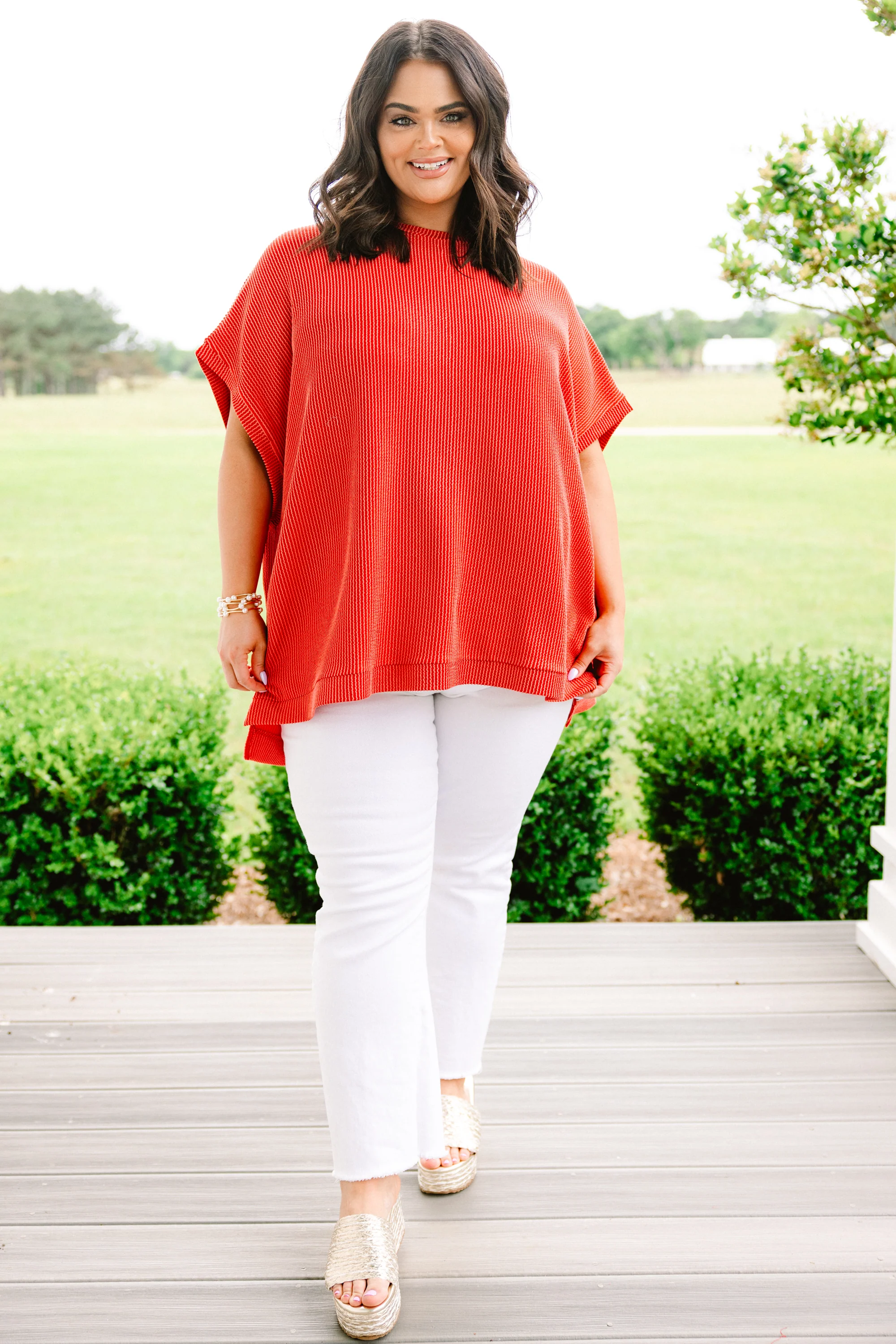 All About Knits Top, Burnt Orange - Weilaico