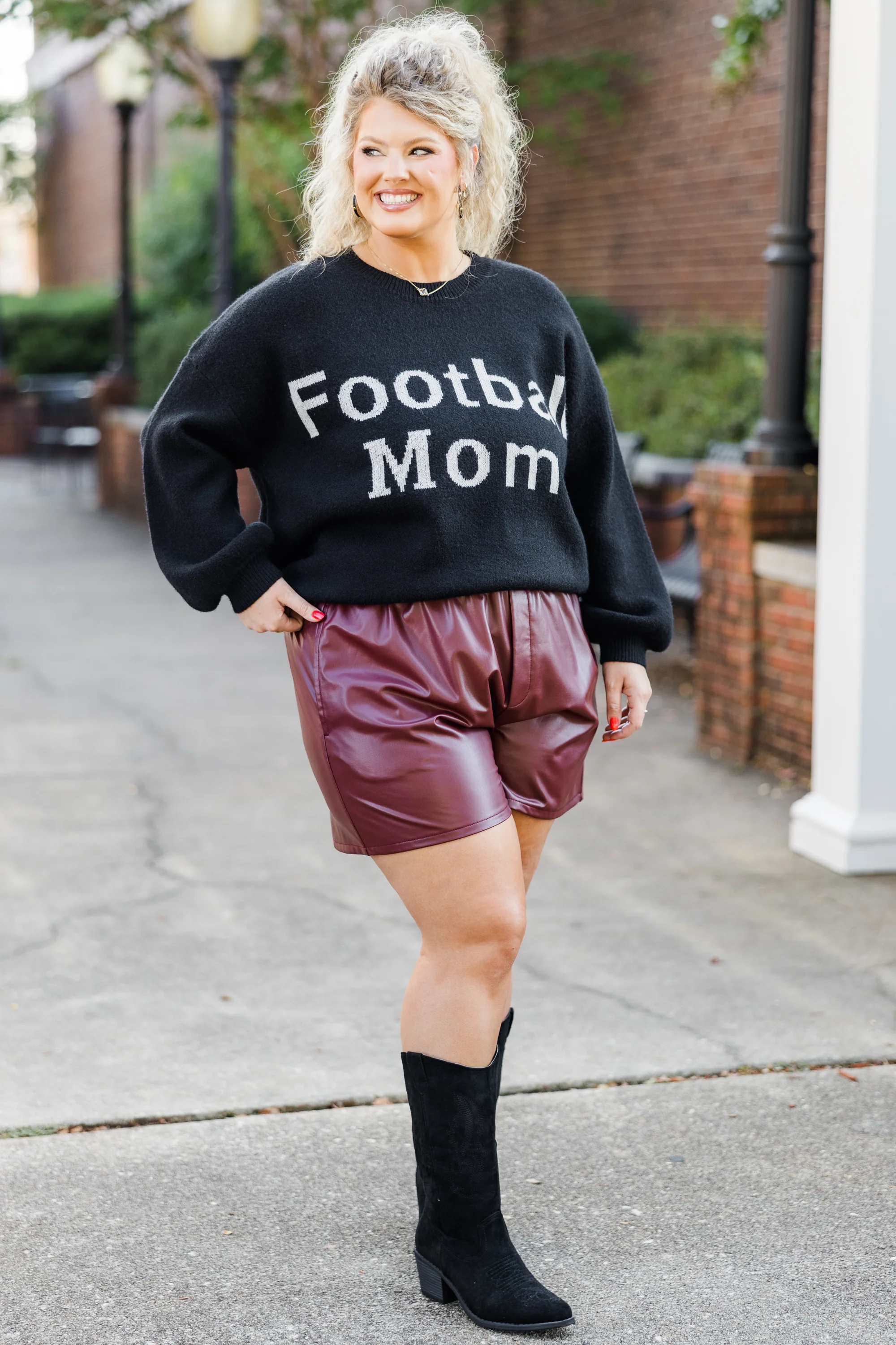 Football Mom Sweater, Black - Weilaico