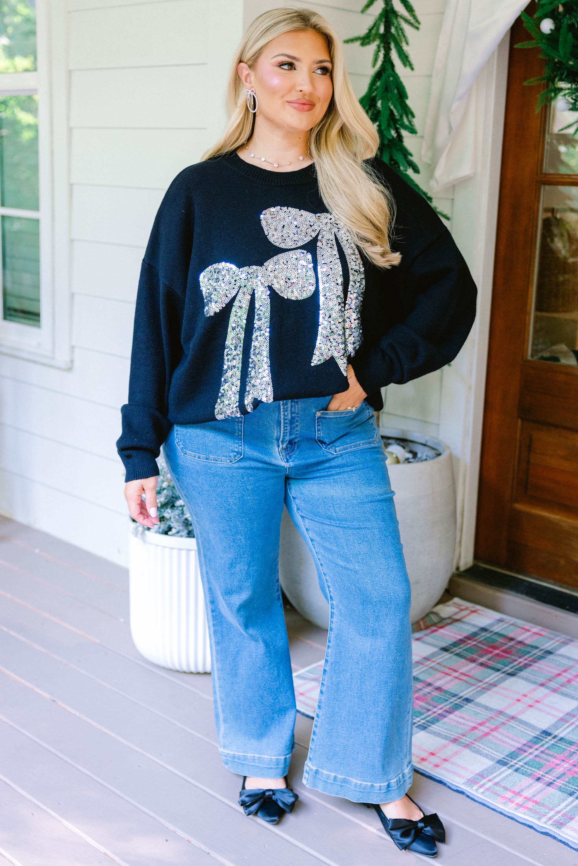 Presents Beautifully Wrapped Sweater, Black - Weilaico