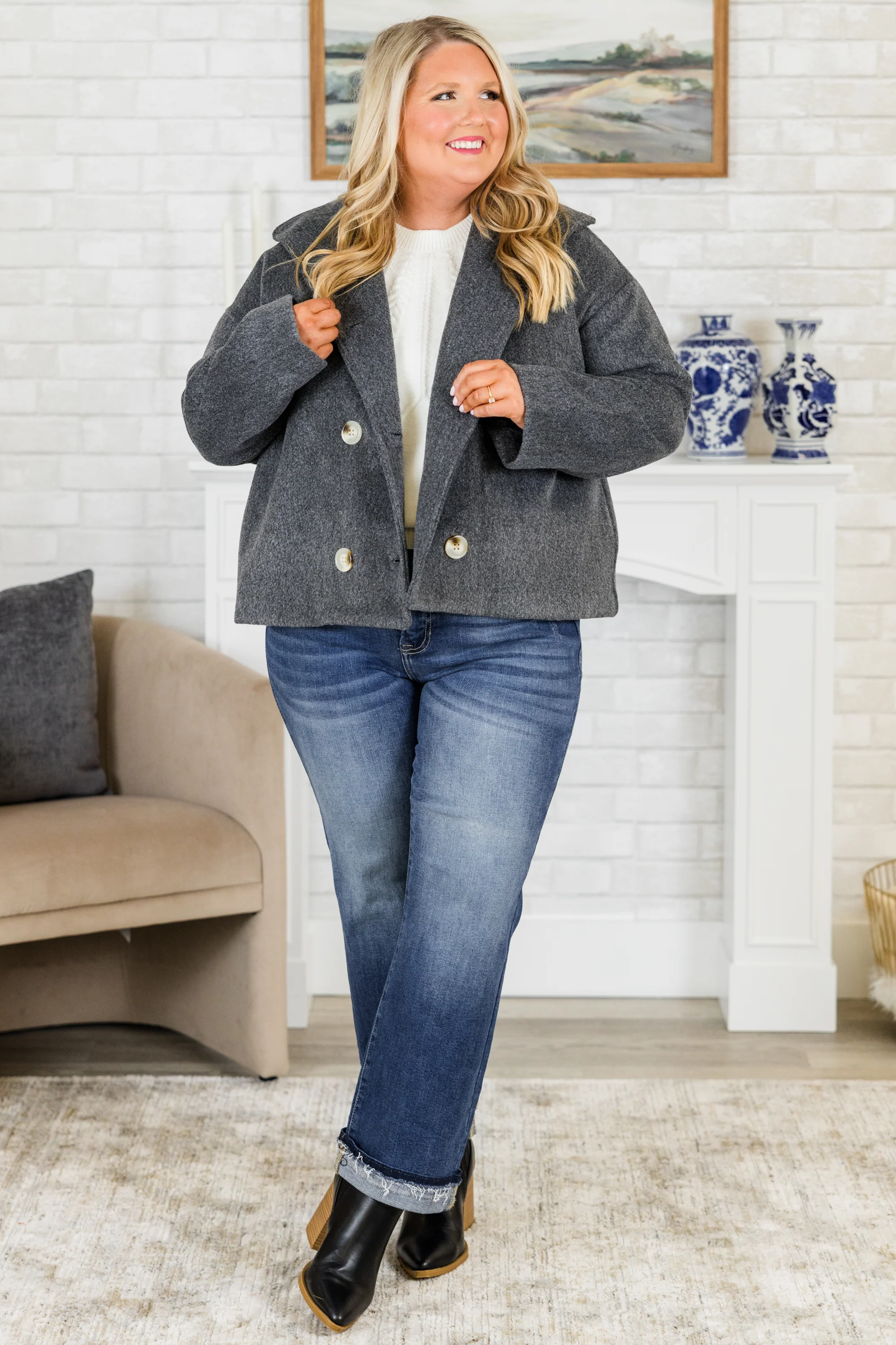 Ask Anyway Jacket, Gray - Weilaico