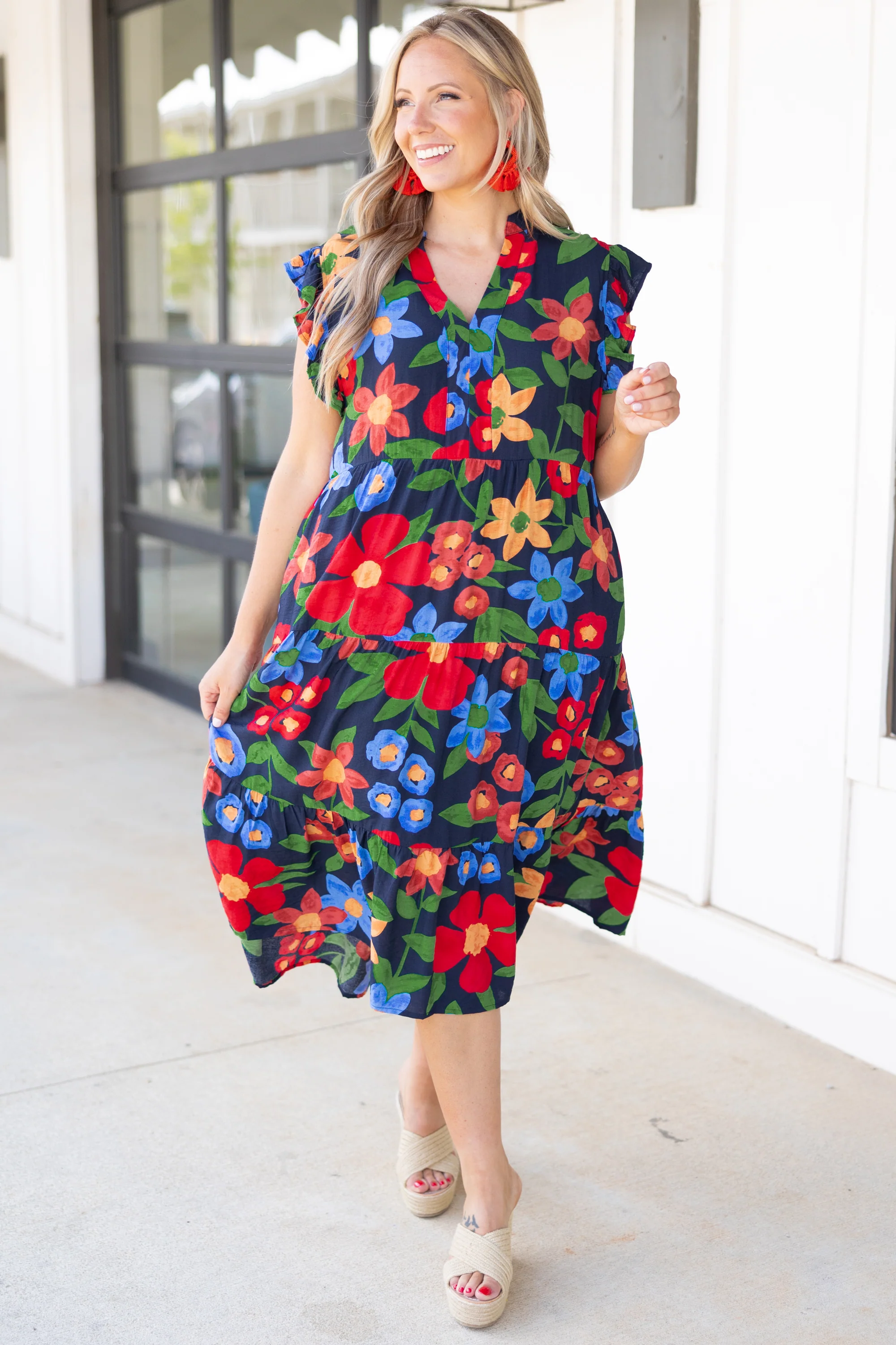Take Me To Mexico Dress, Navy - Weilaico