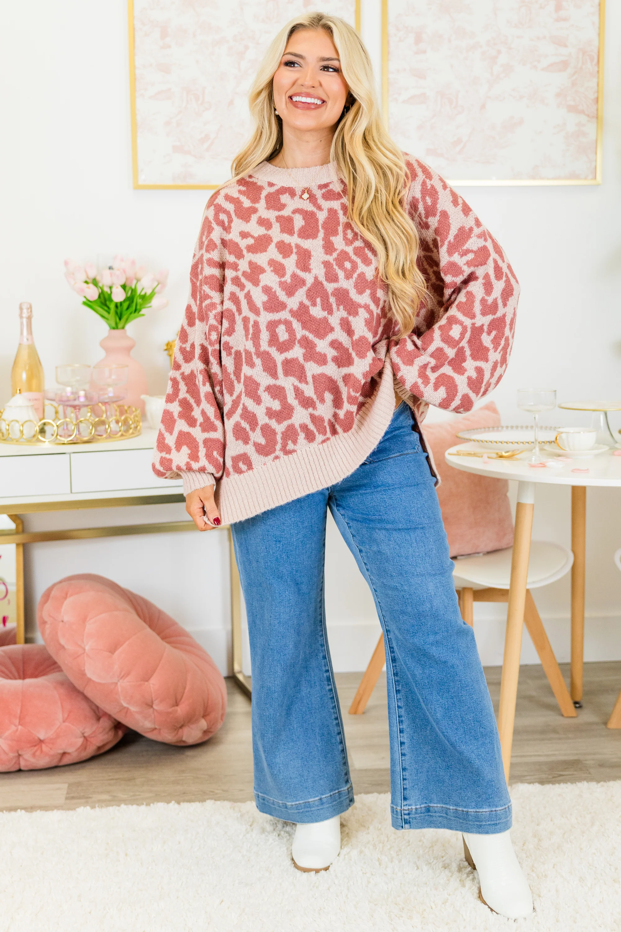 Me And The Jungle Sweater, Pink - Weilaico