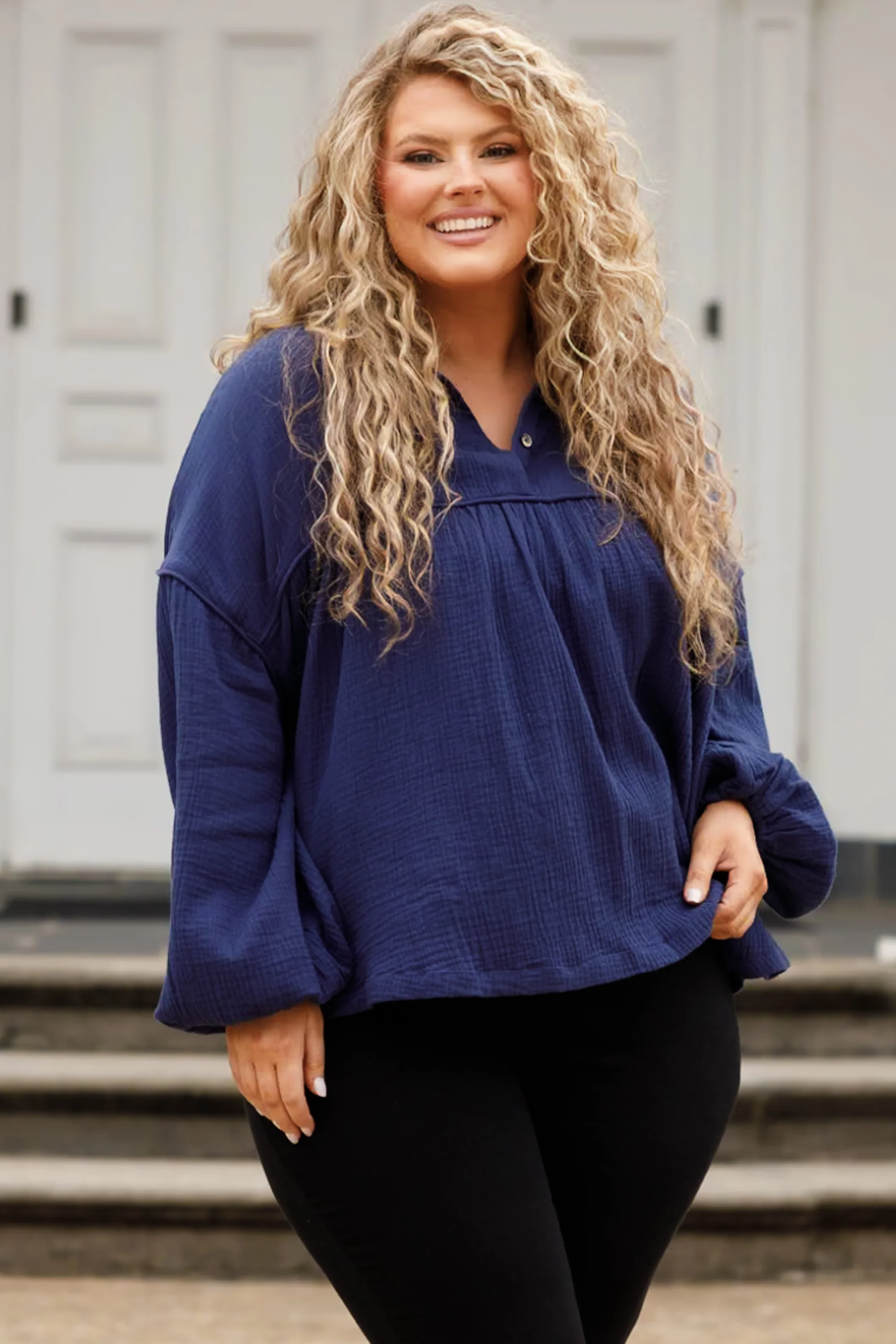 Actions Speak Louder Top, Blue - Weilaico