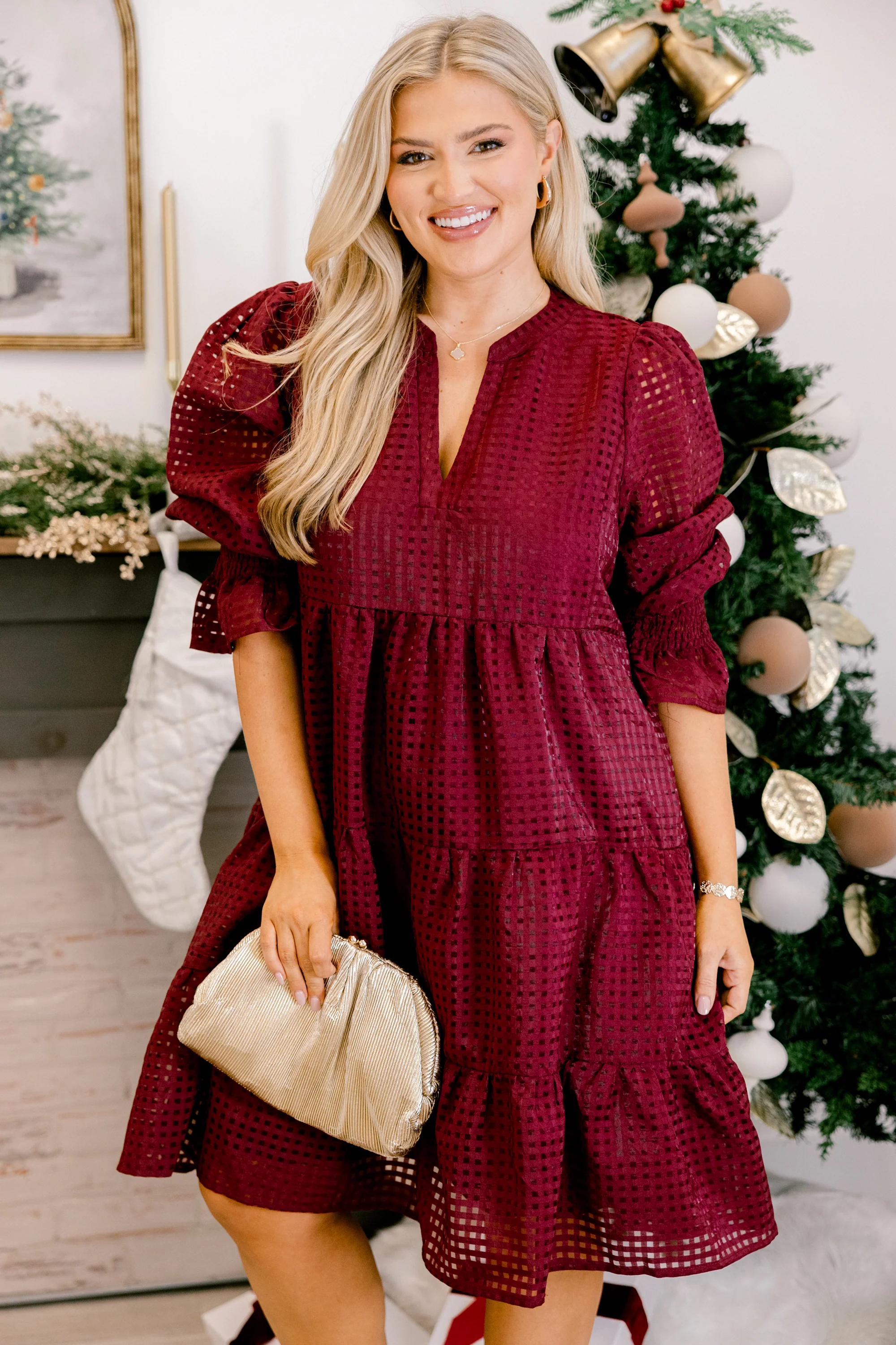 Such A Dream Dress, Burgundy - Weilaico