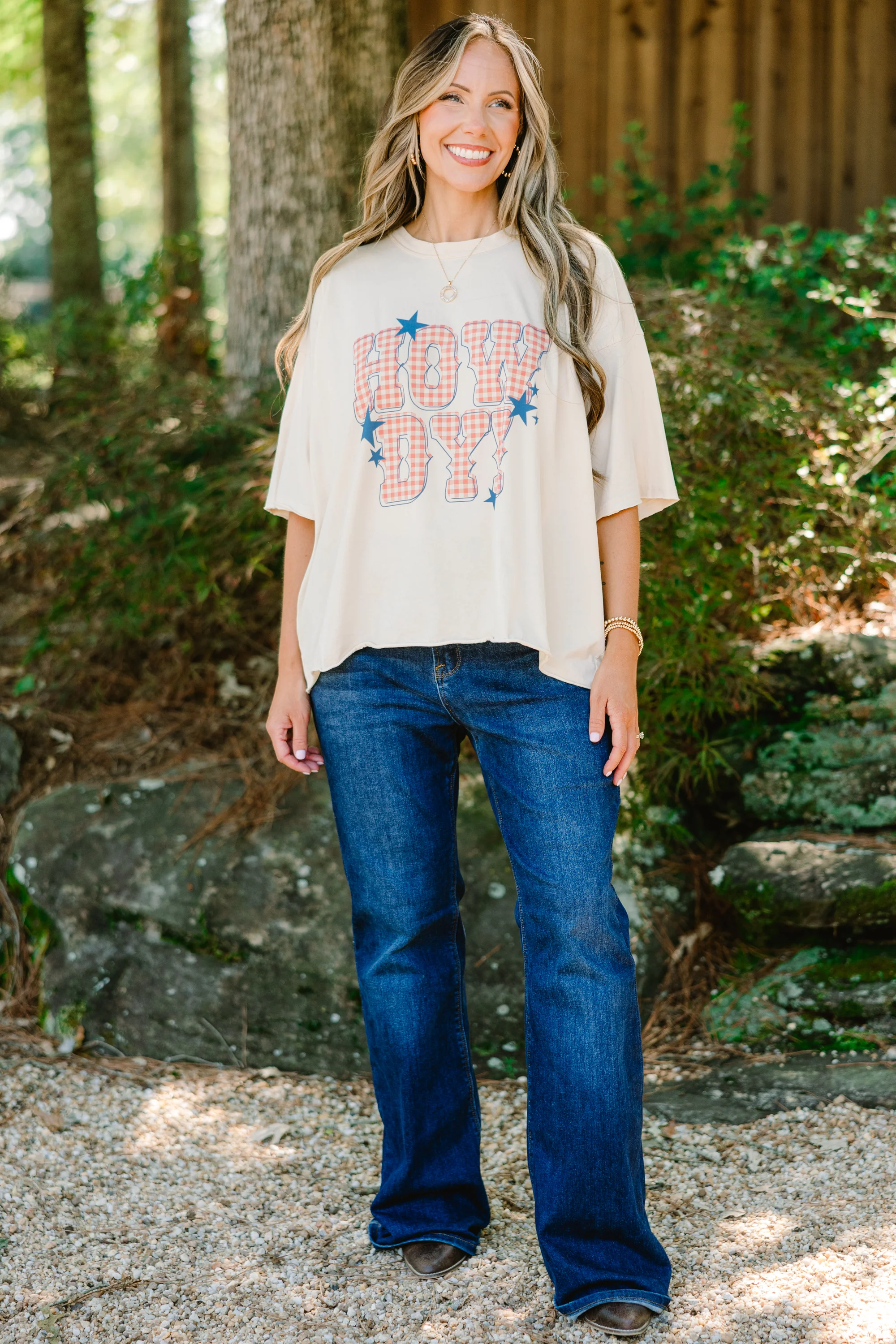 Saying Howdy Vintage Wash Tee, Sand - Weilaico