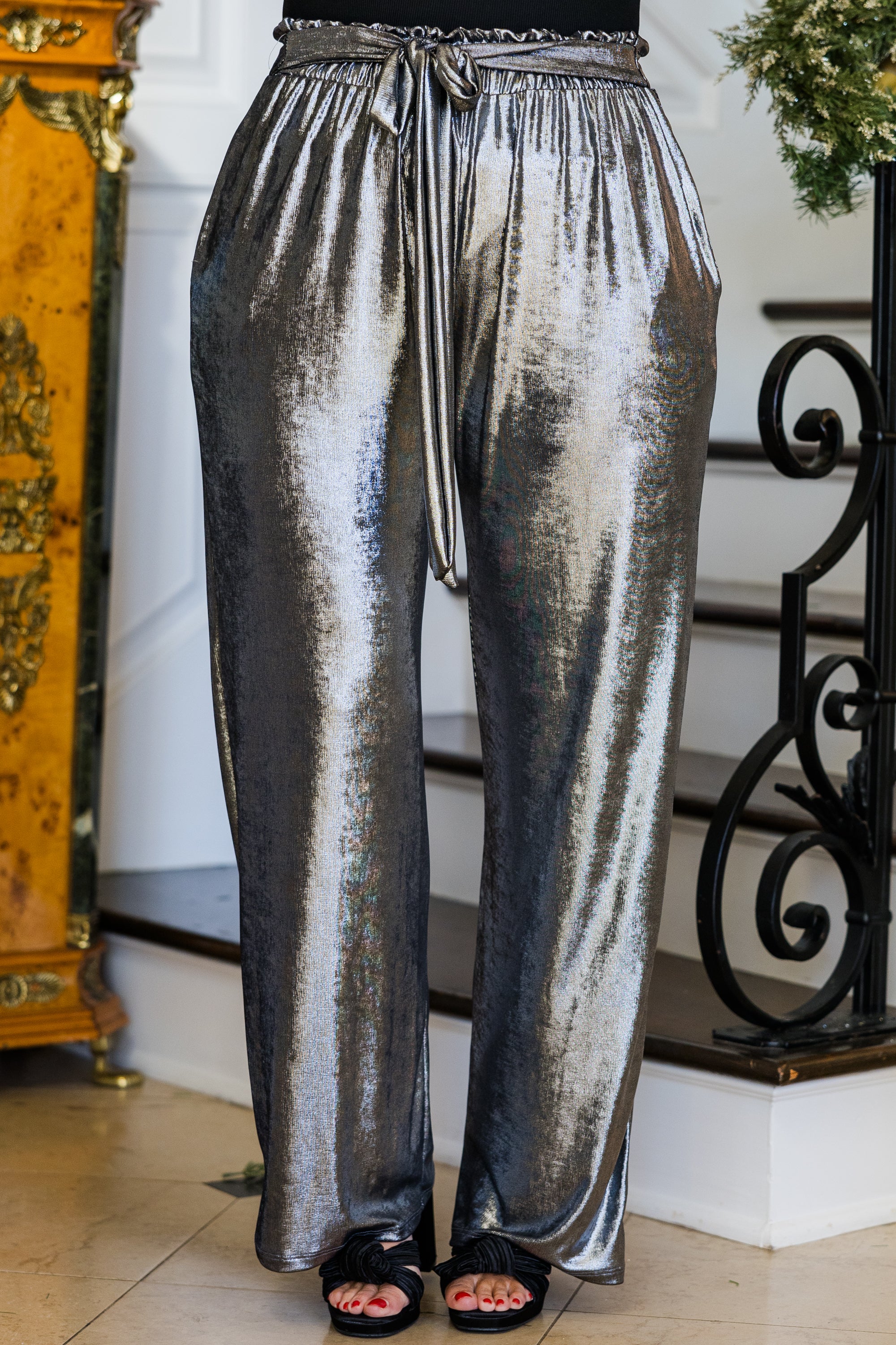 Less Bitter More Glitter Pants, Silver - Weilaico