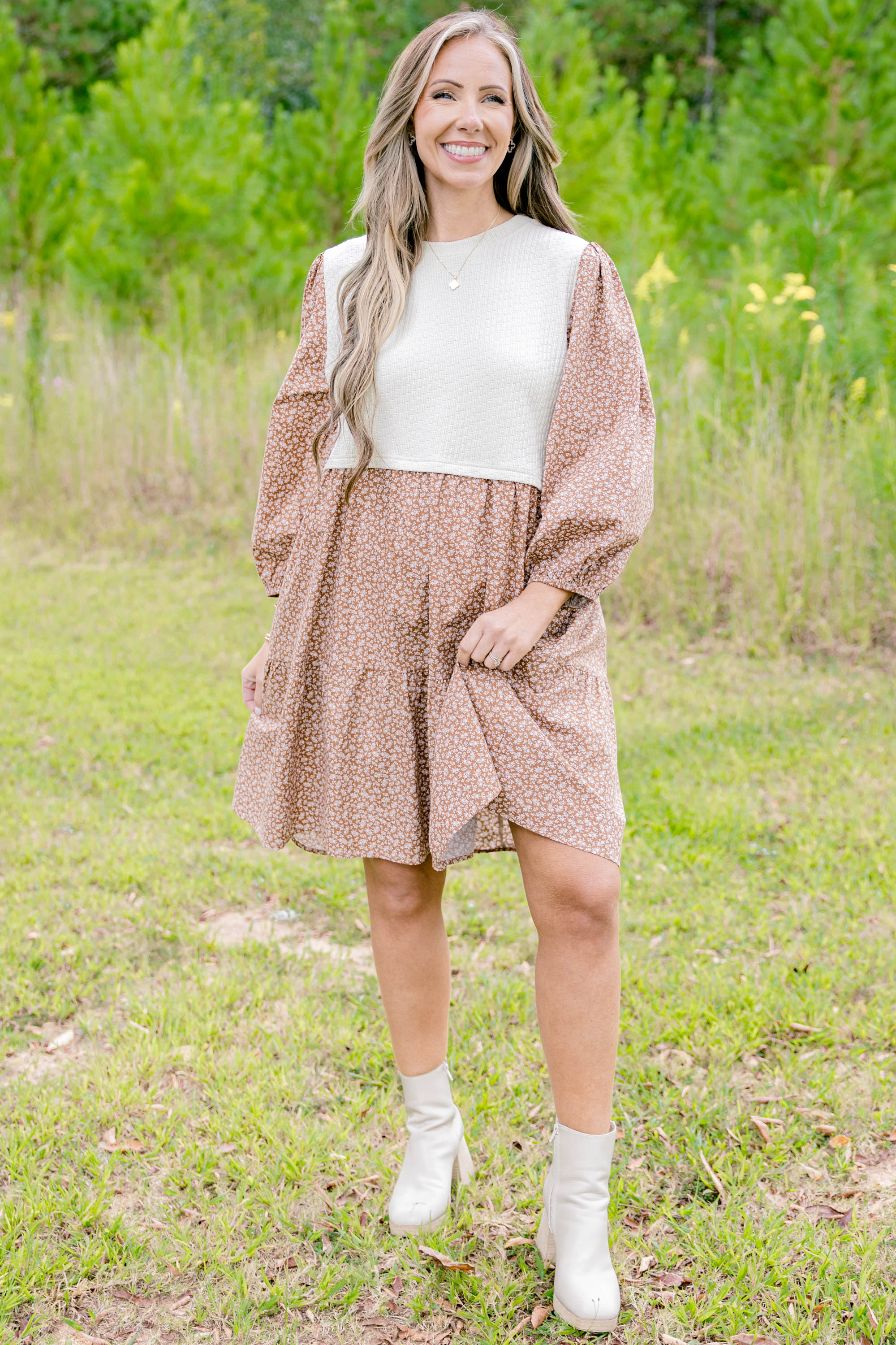 Find Love Again Dress, Brown - Weilaico