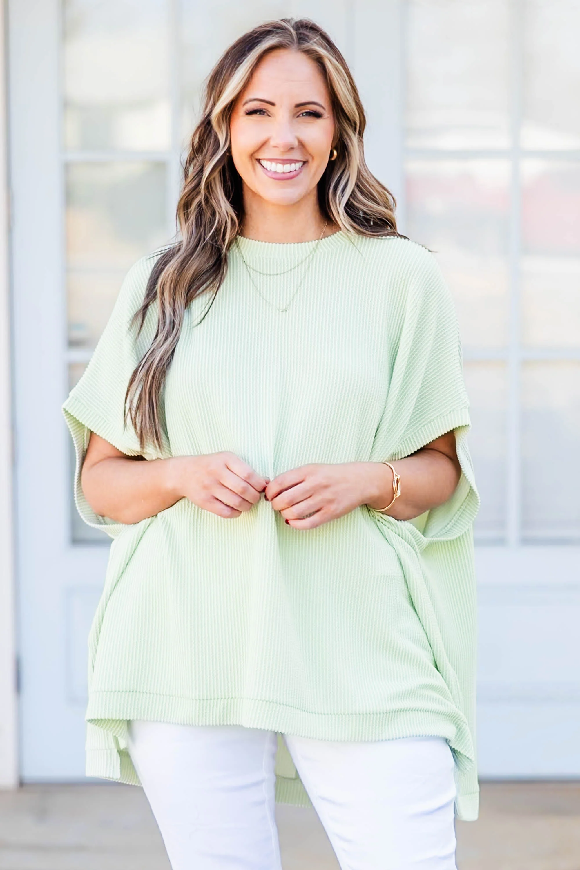 All About Knits Top, Sage - Weilaico