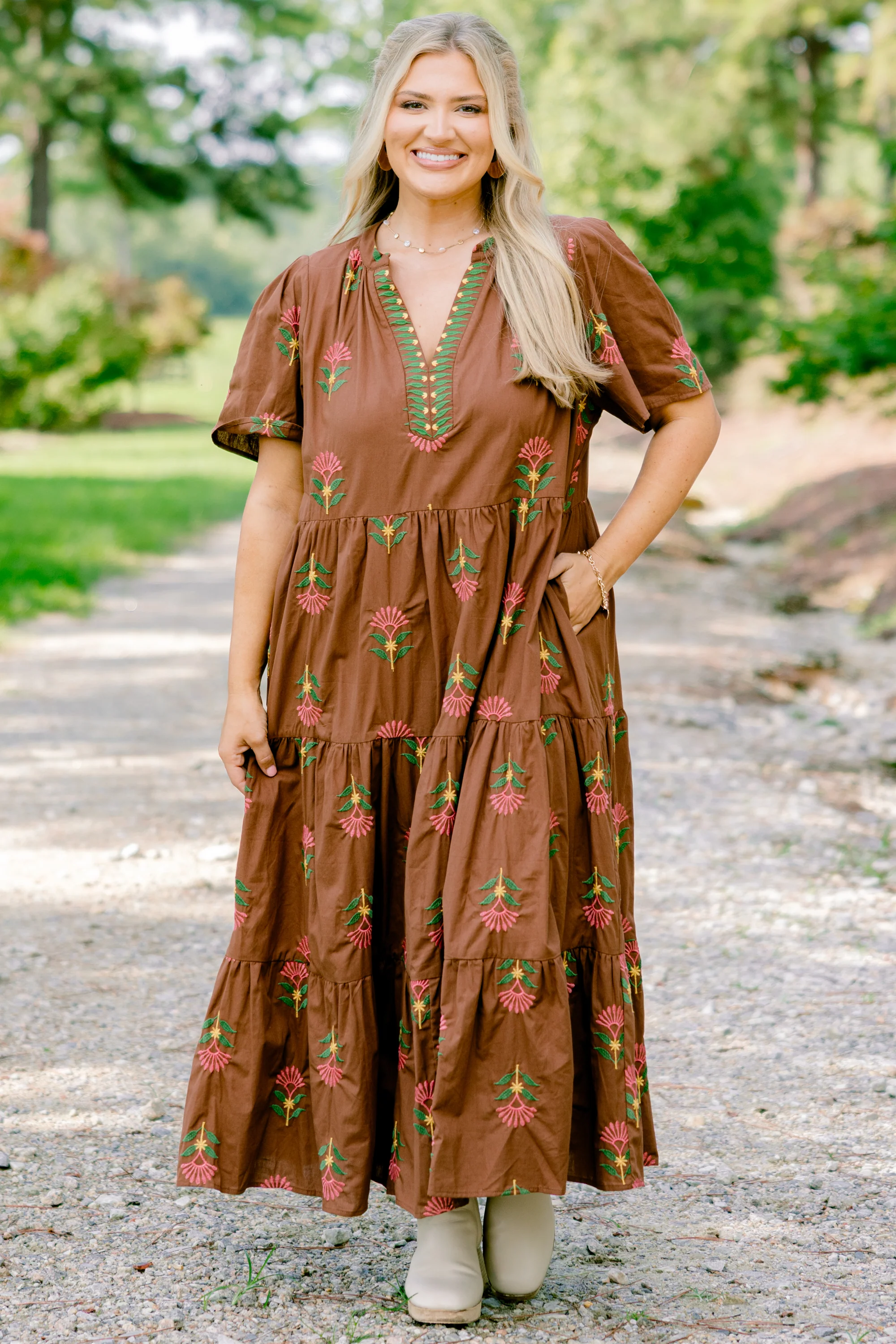 Anything Goes Dress, Brown - Weilaico