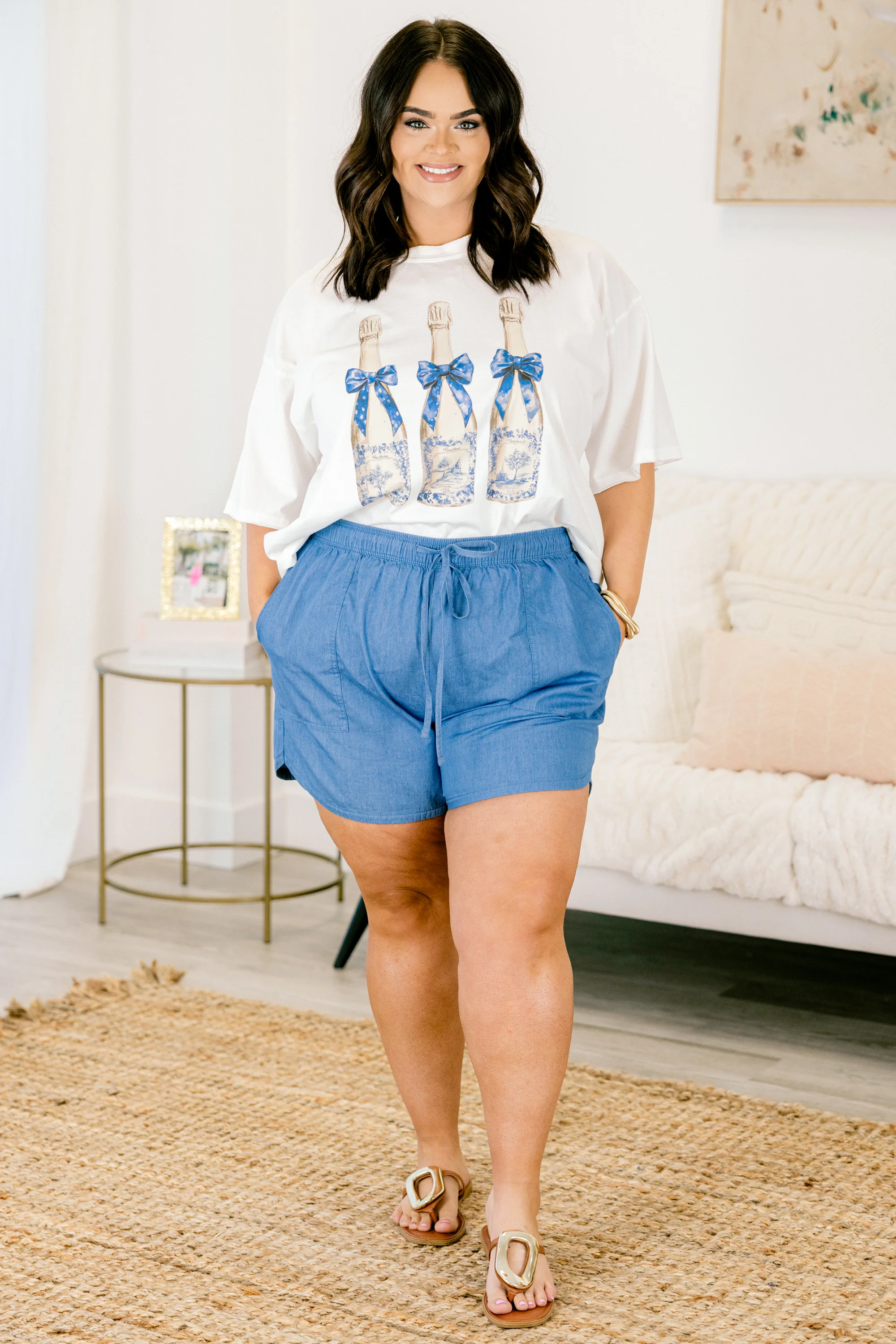 Champagne Celebration Vintage Wash Tee, White - Weilaico