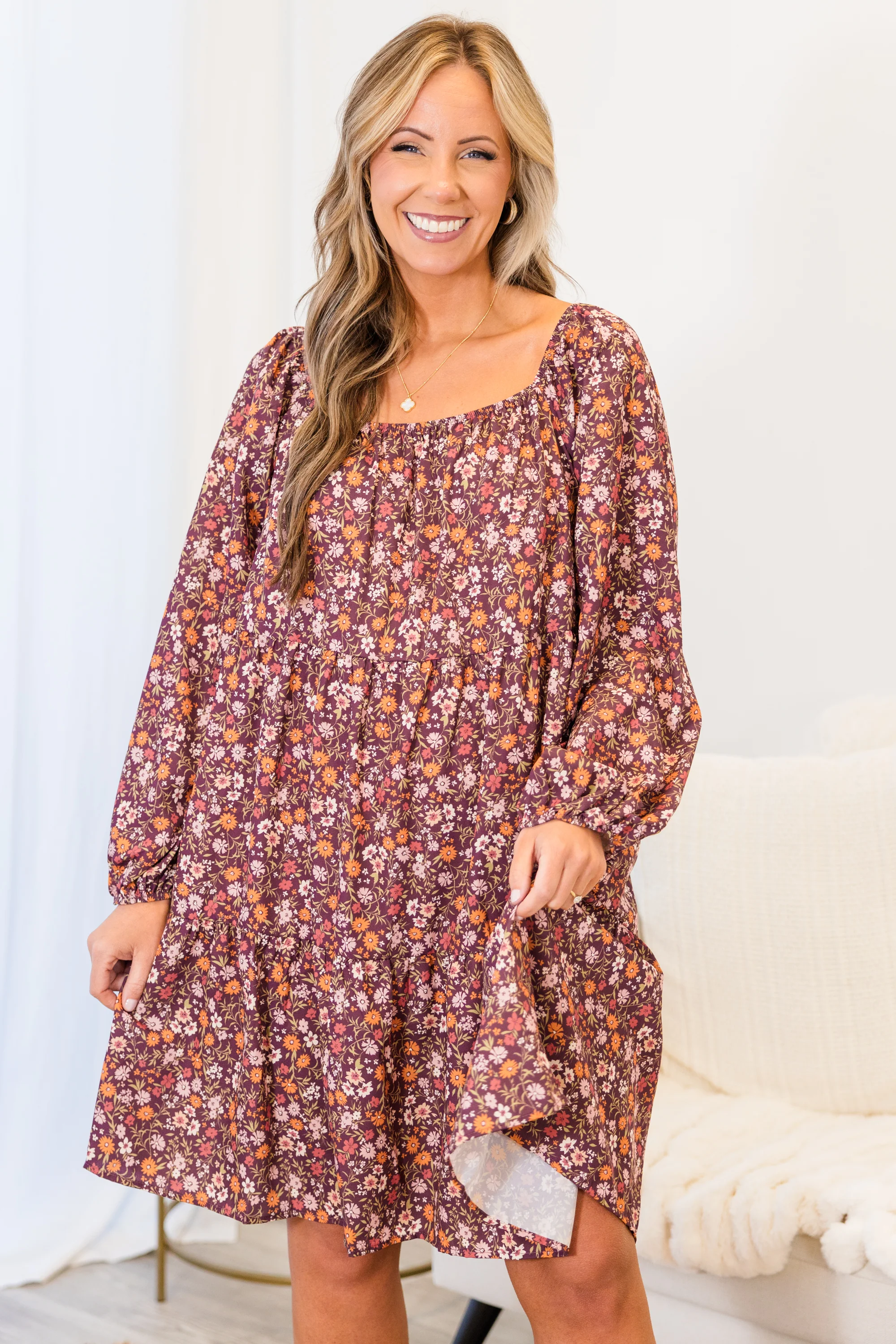 It's My Call Dress, Maroon - Weilaico