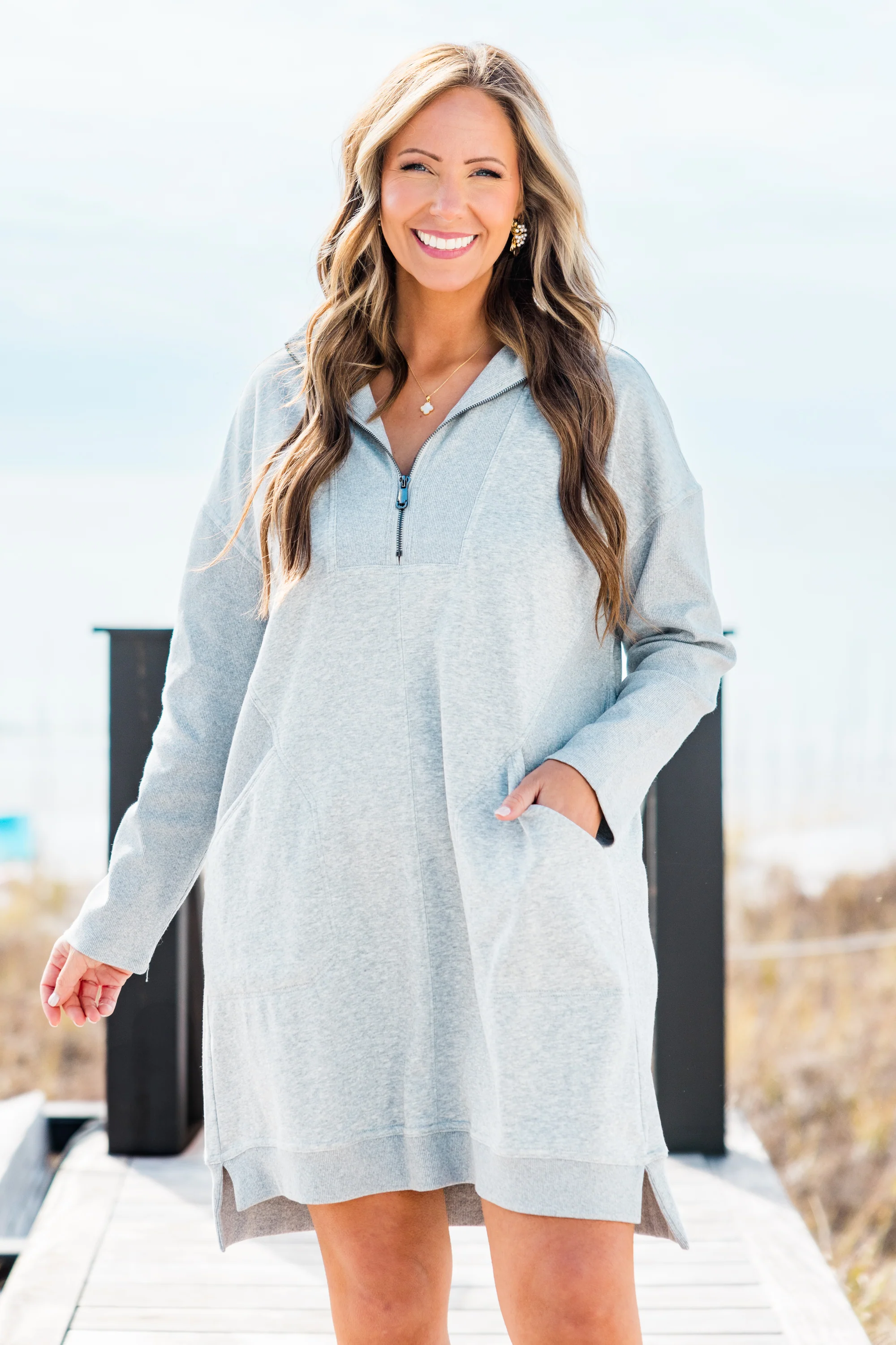Slow It Down Dress, Heather Grey - Weilaico