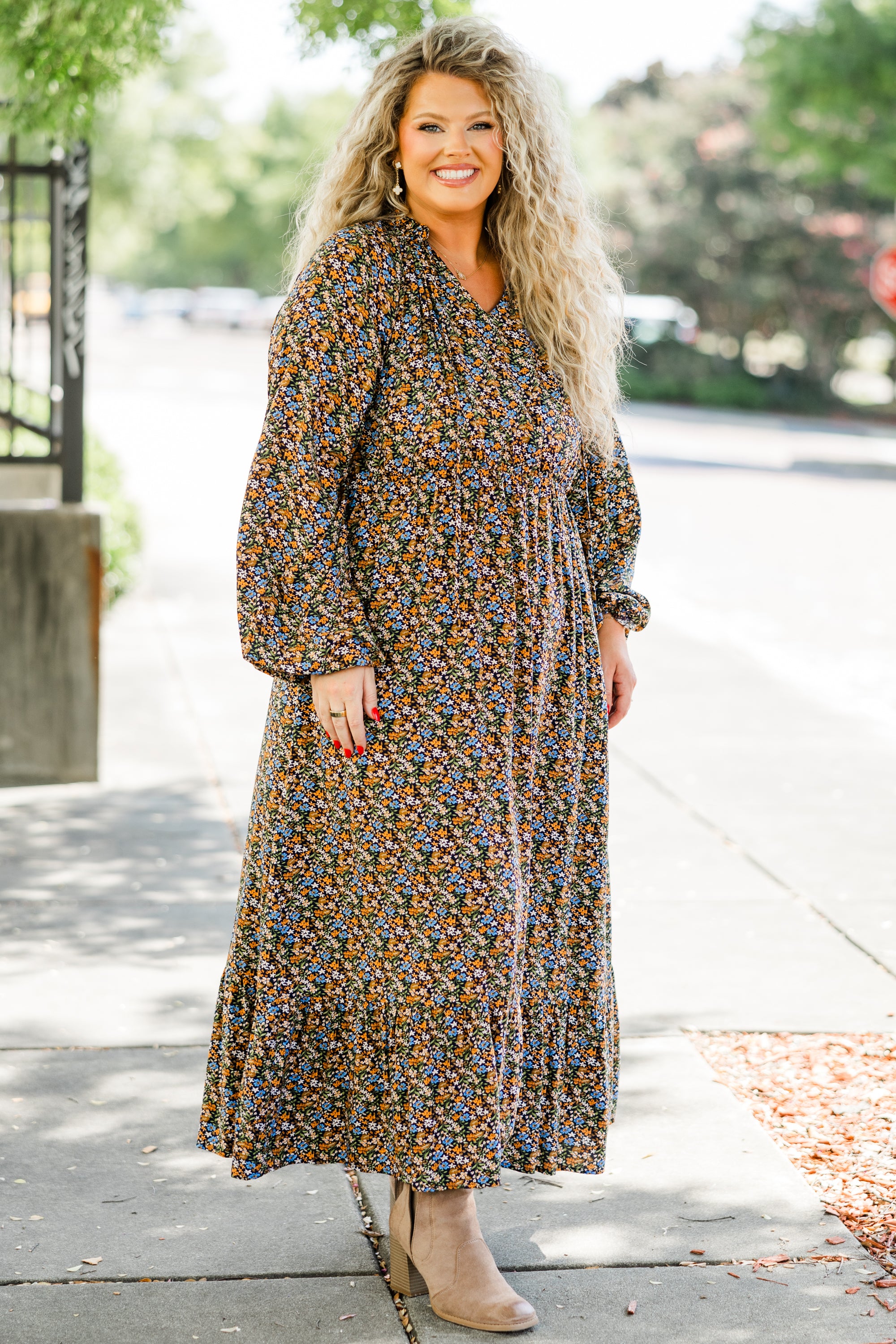 Sunny With A Chance Dress, Navy - Weilaico