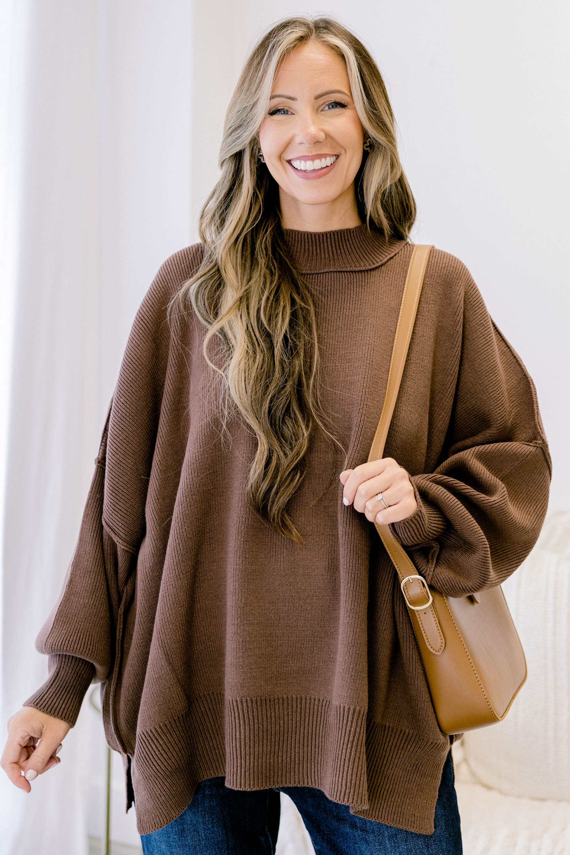 Perfectly Cozy Sweater, Brown - Weilaico