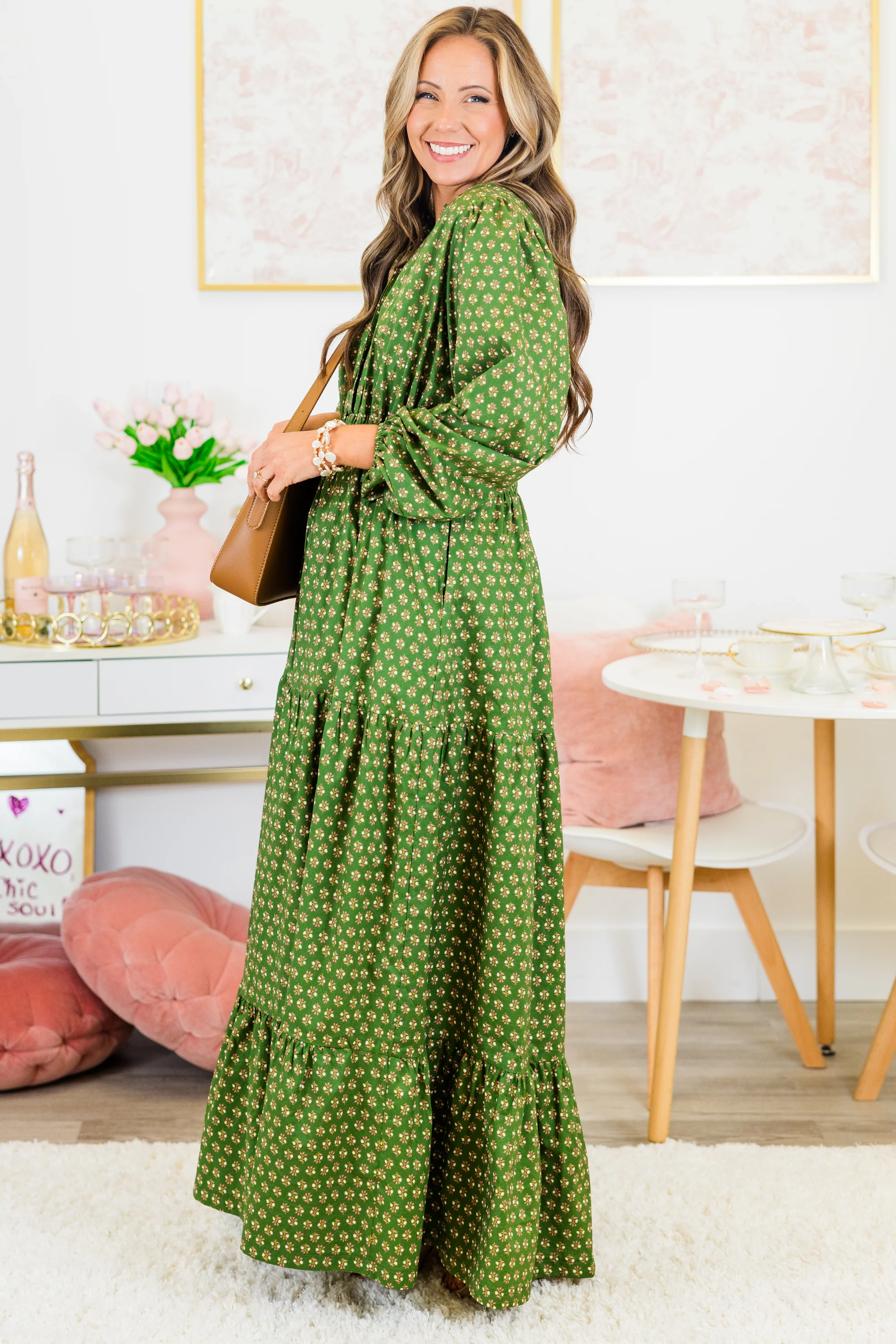 Gift Of Grace Maxi Dress, Green - Weilaico