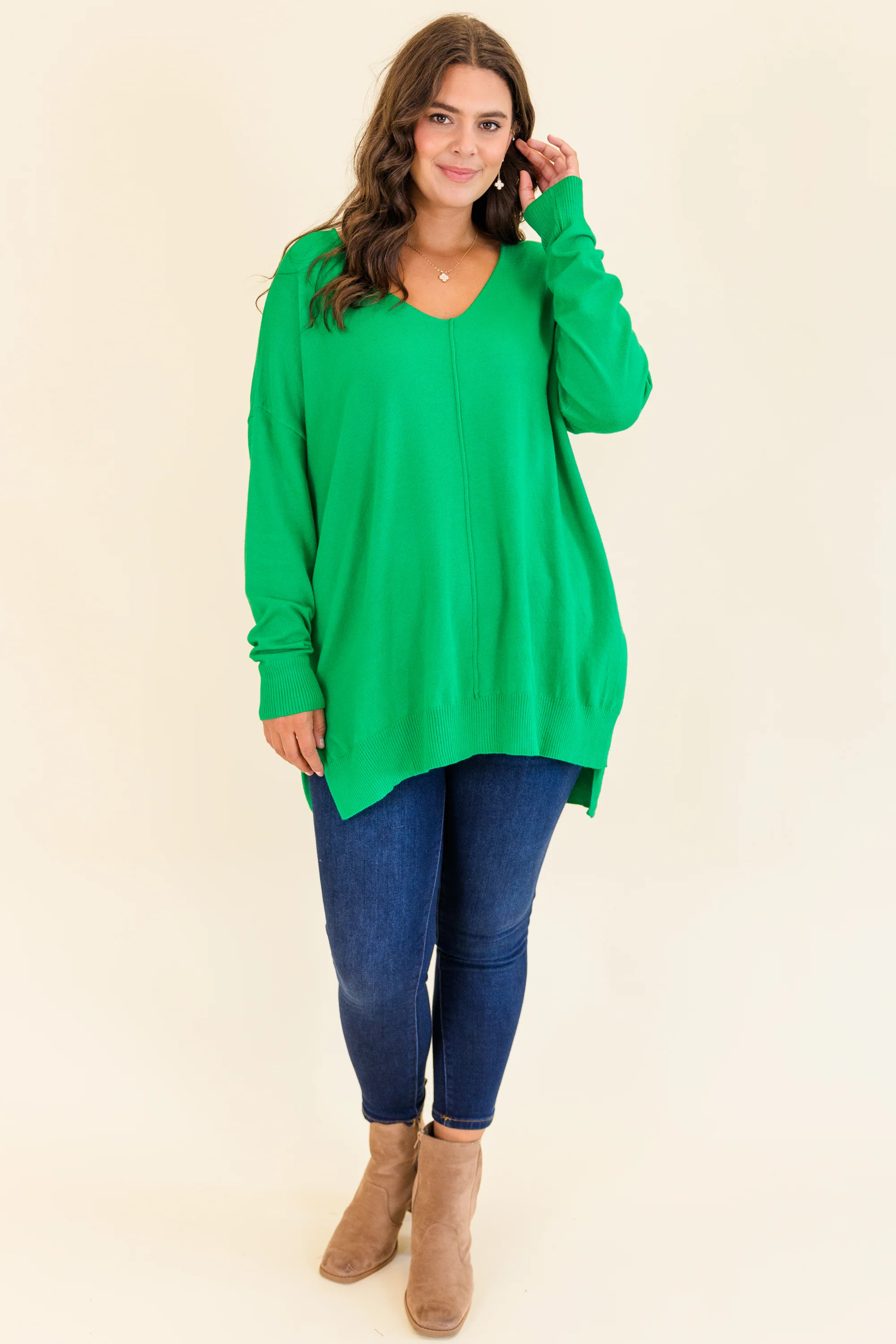 Miss Who I Was Sweater, Kelly Green - Weilaico