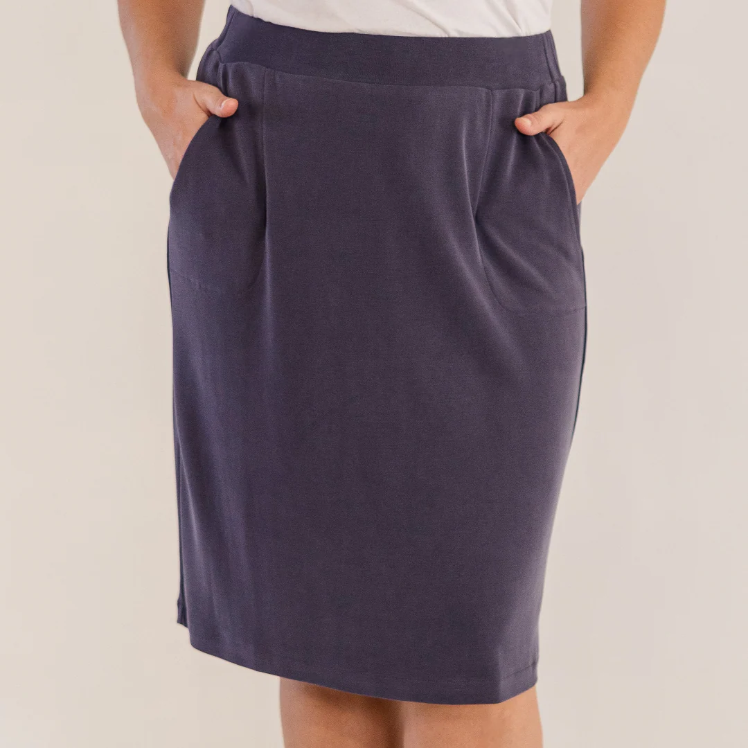Leah A-Line Skirt, Ink Navy - Weilaico