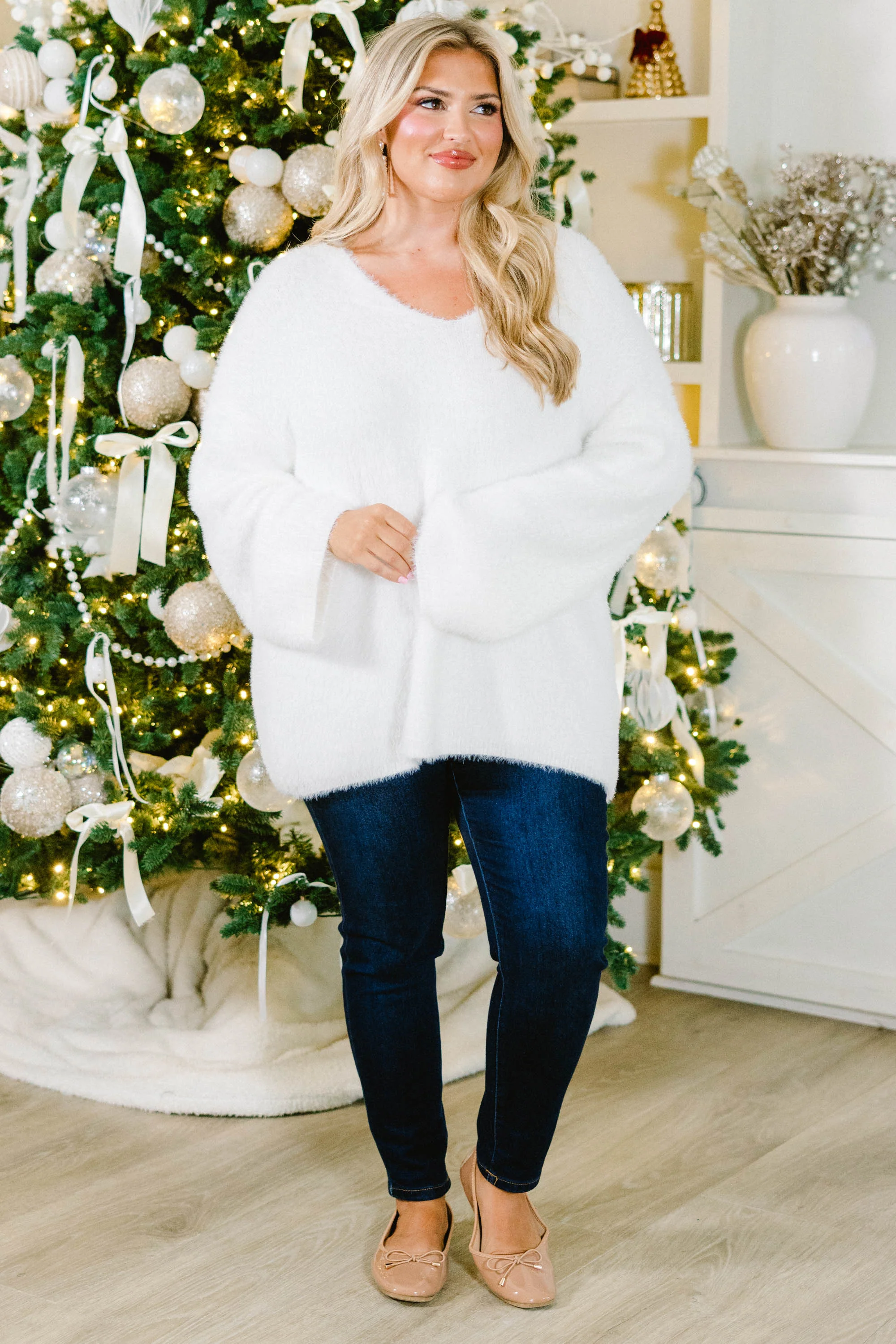 Your Touch Is Enough Sweater, White - Weilaico