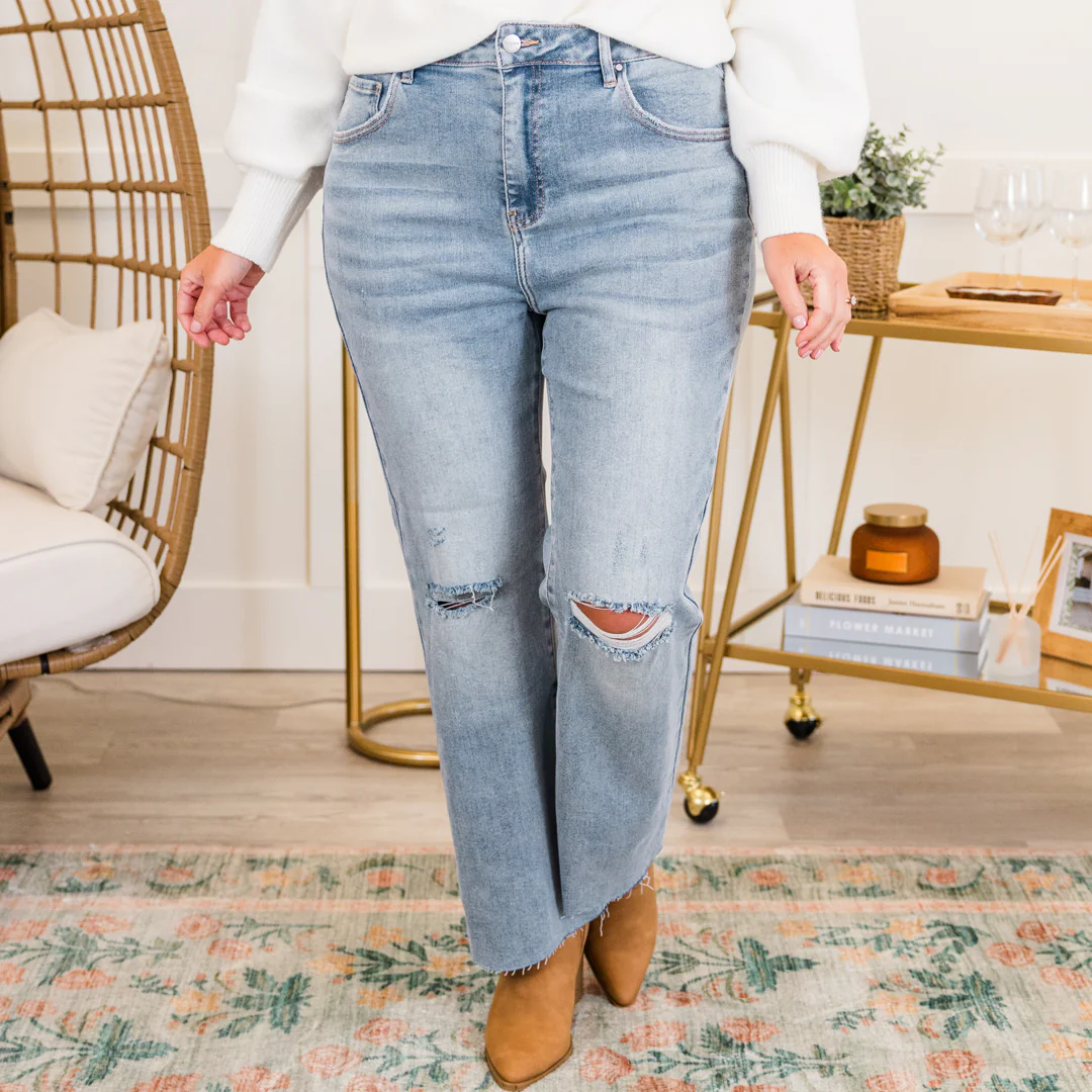 Angel Energy Jeans, Light Wash - Weilaico