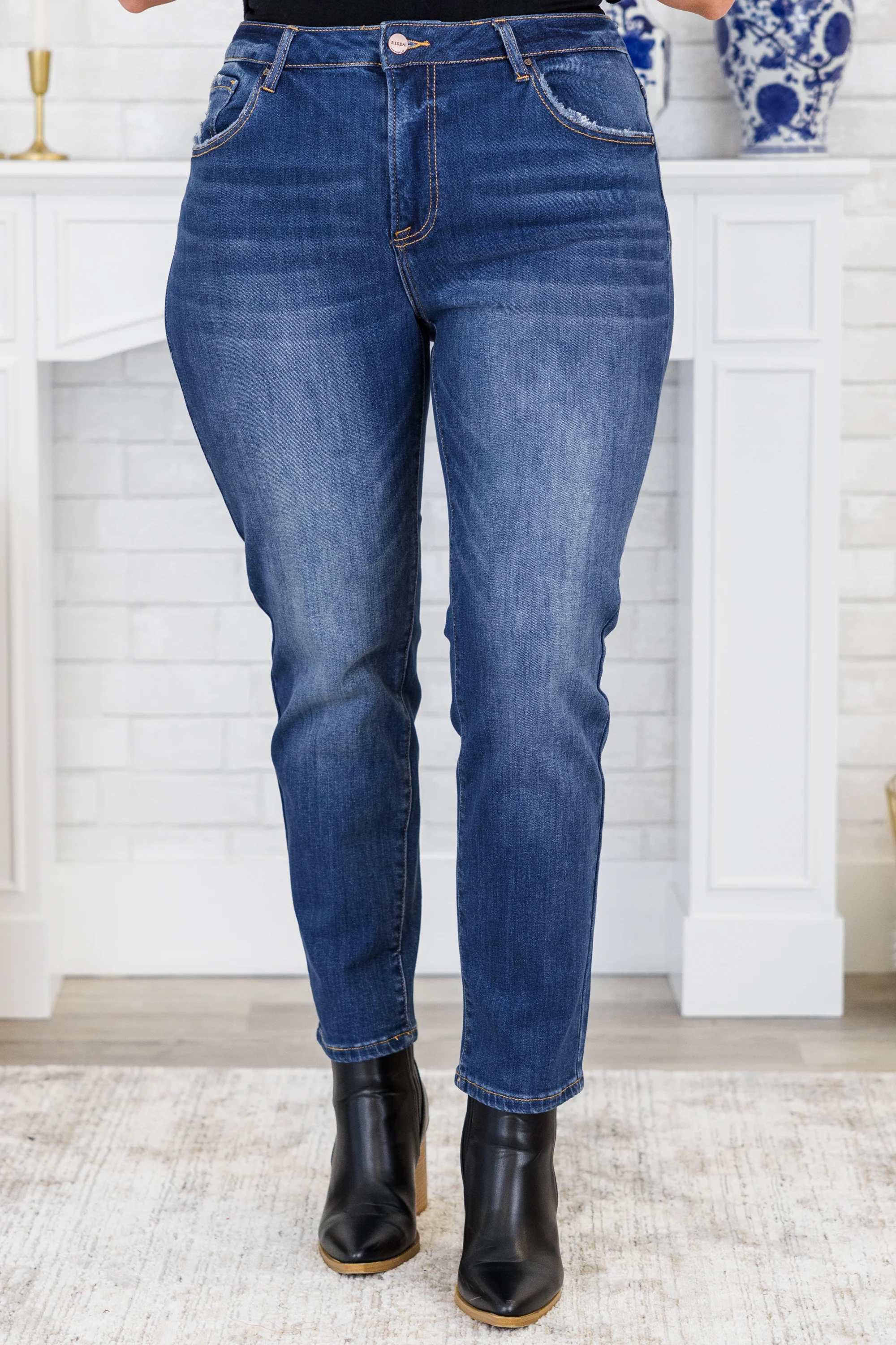 Glimpse Of Tomorrow Jeans, Dark Wash - Weilaico