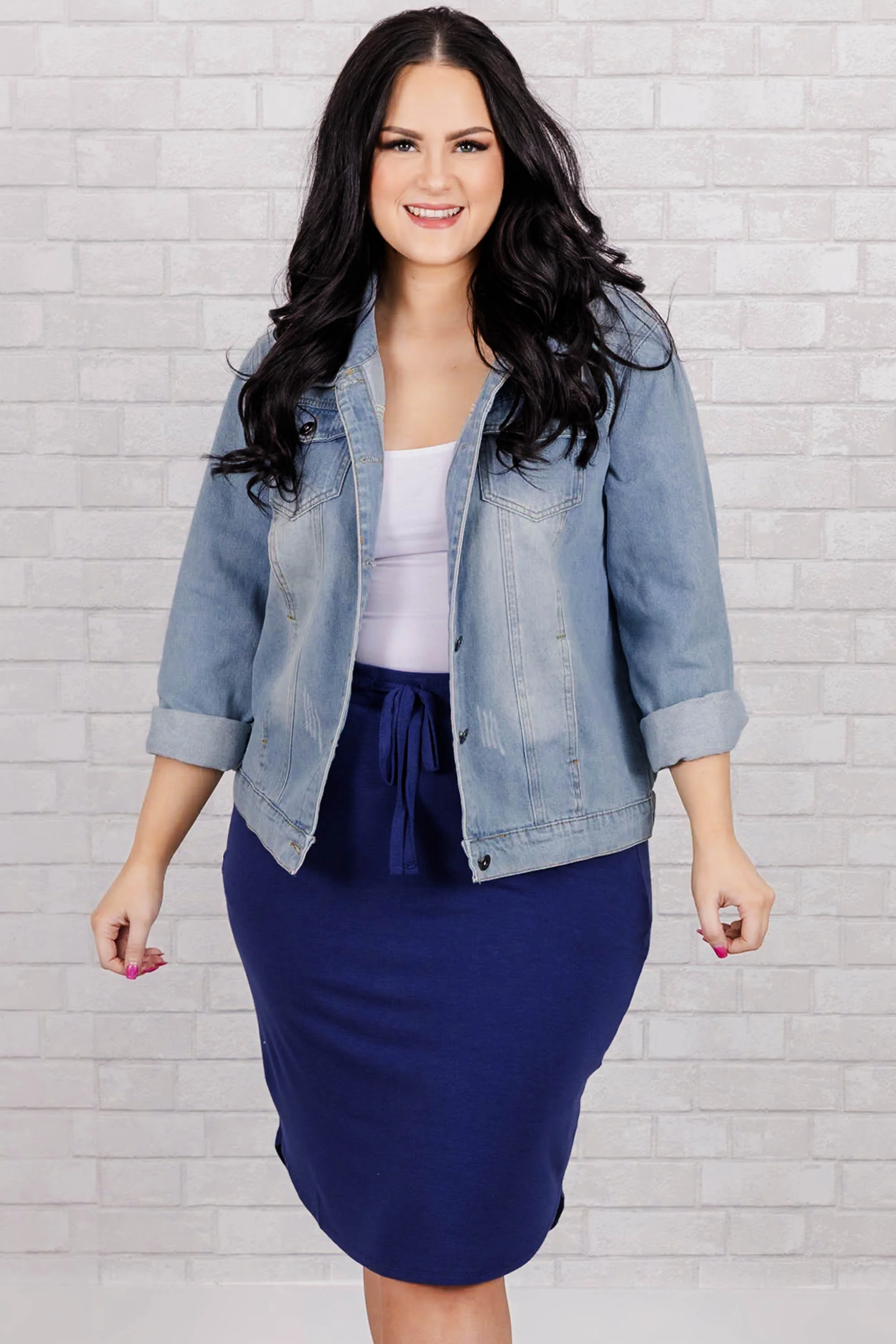 Nice And Comfortable Skirt, Light Navy - Weilaico